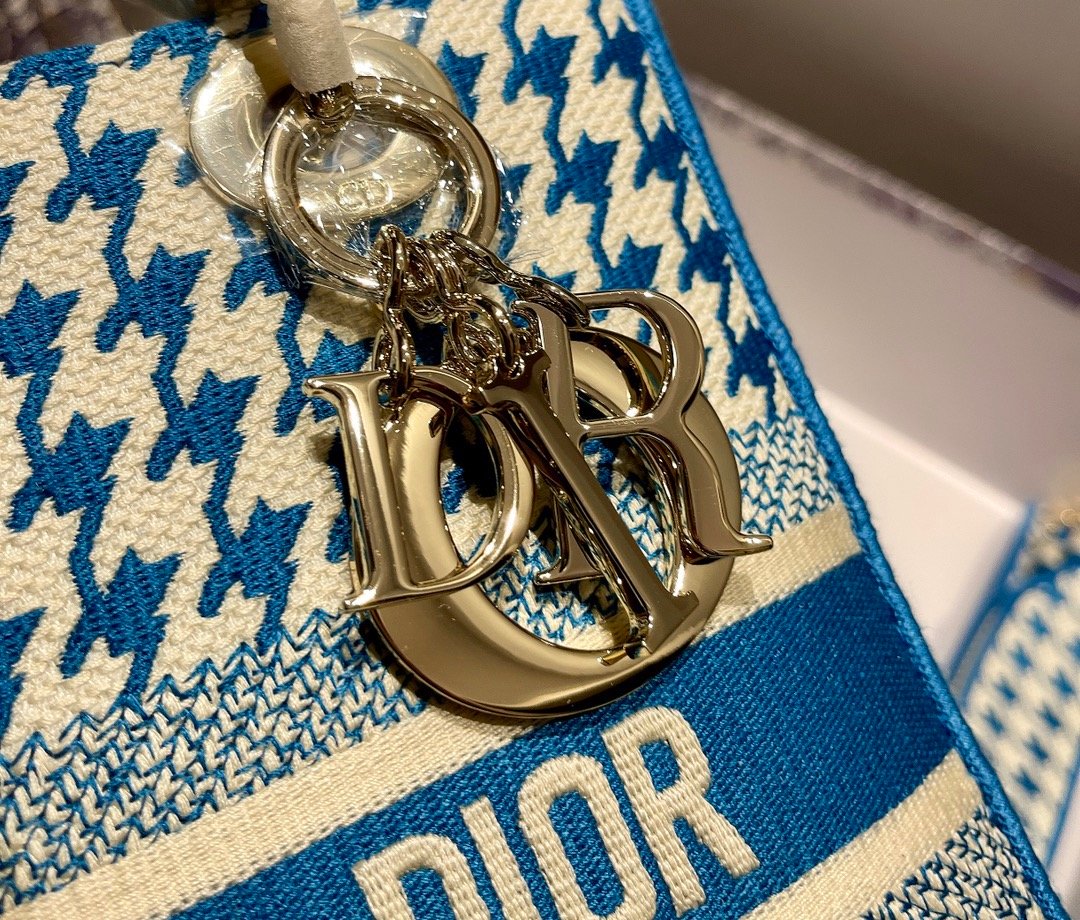 Christian Dior Lady D-Lite Ziczac Blue, For Women, Women’s Handbags 9.4in/24cm CD