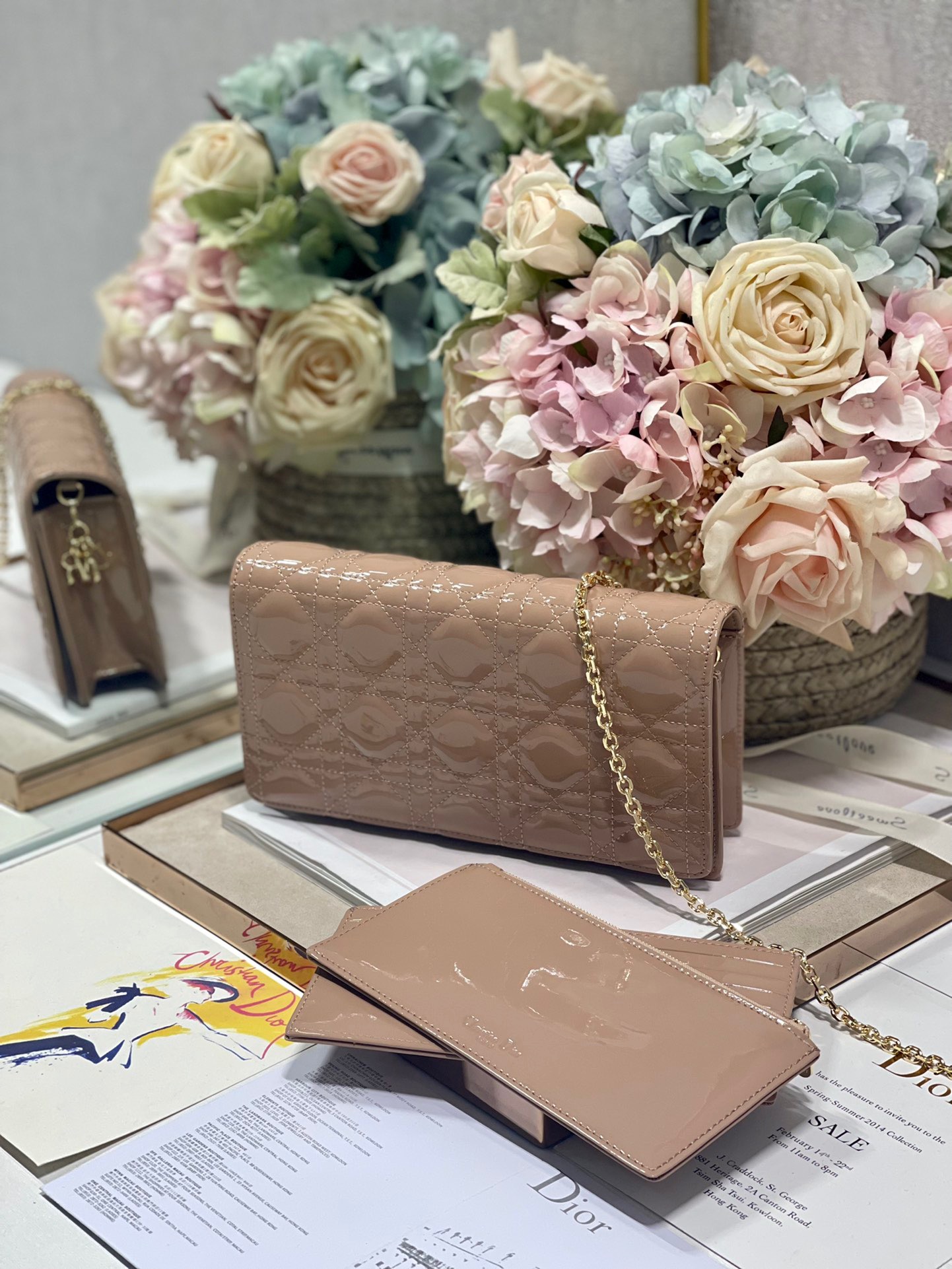 Christian Dior Lady Dior Pouch Beige, For Women, Women’s Handbags 8.5in/21.5cm CDOVRB_M45M