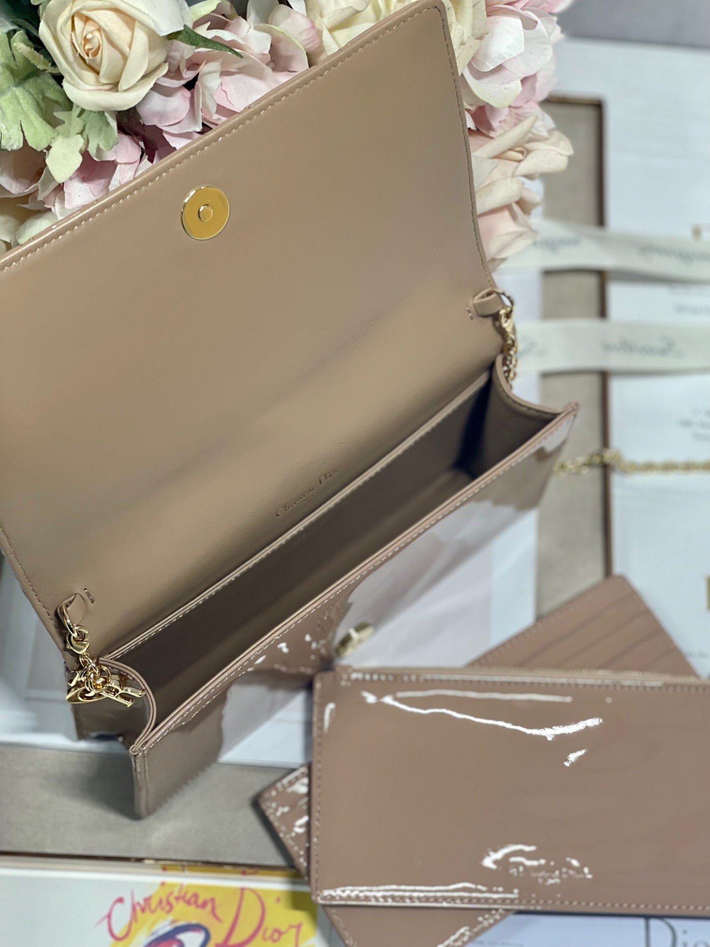 Christian Dior Lady Dior Pouch Beige, For Women, Women’s Handbags 8.5in/21.5cm CDOVRB_M45M