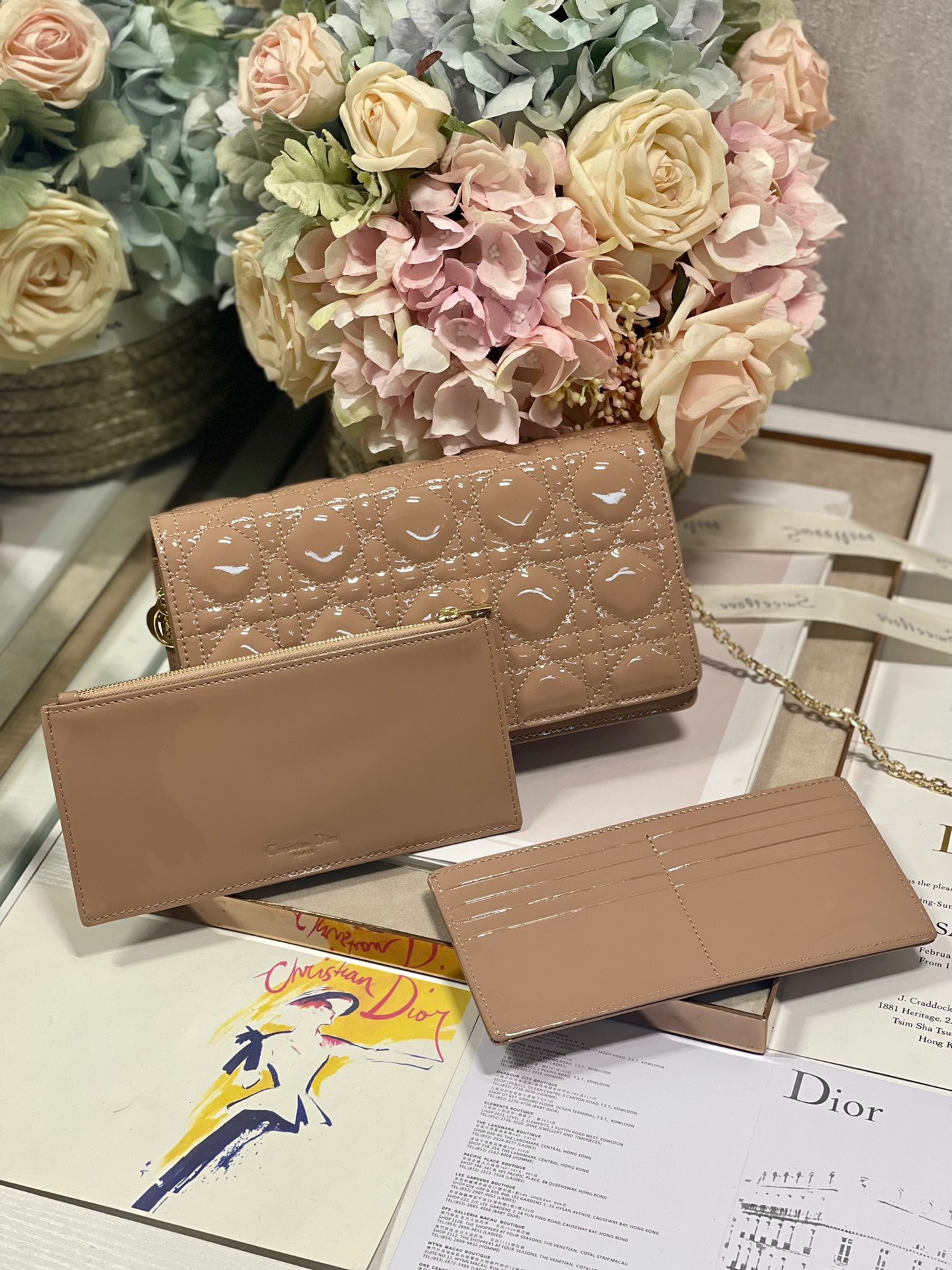 Christian Dior Lady Dior Pouch Beige, For Women, Women’s Handbags 8.5in/21.5cm CDOVRB_M45M