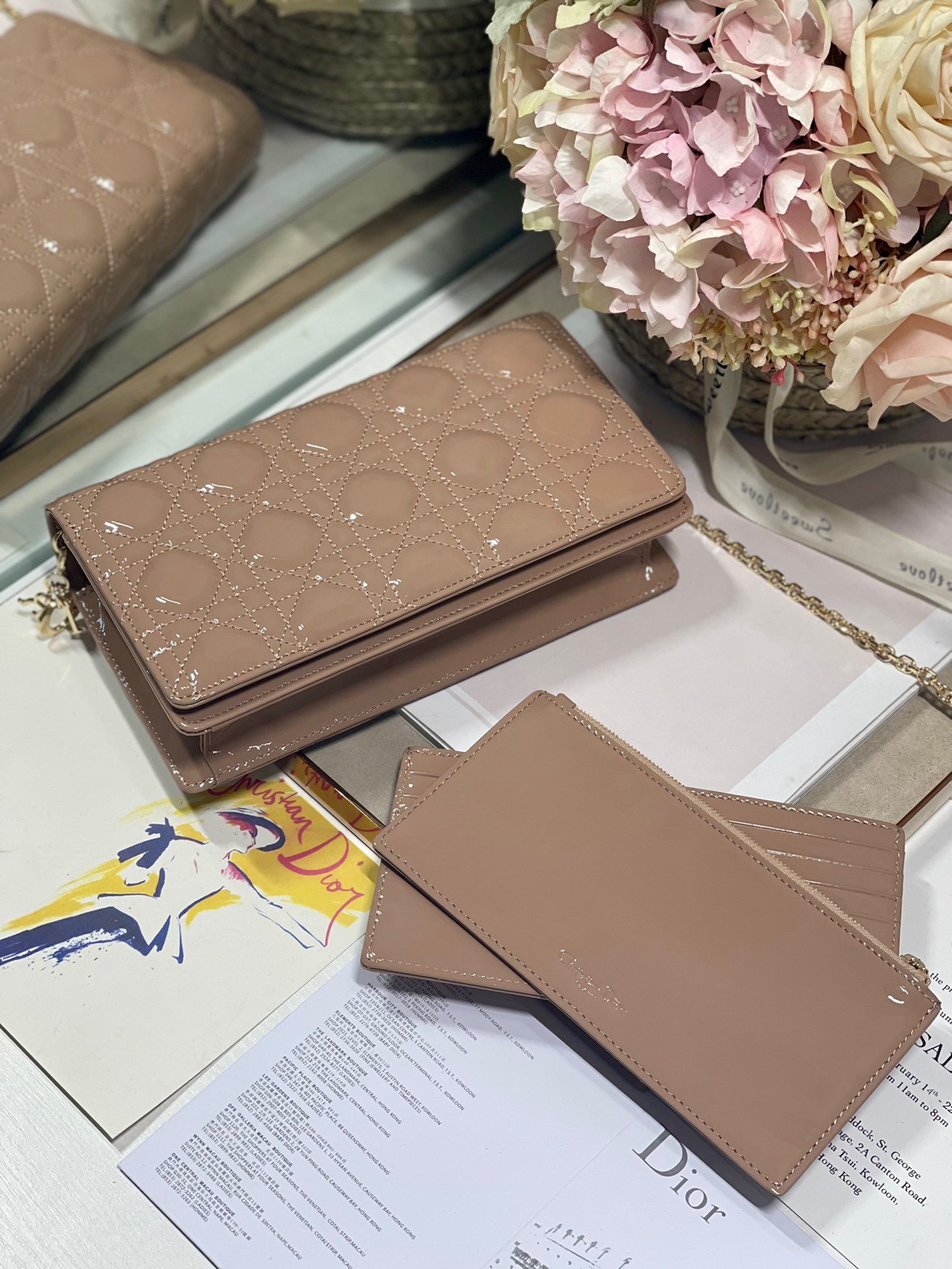 Christian Dior Lady Dior Pouch Beige, For Women, Women’s Handbags 8.5in/21.5cm CDOVRB_M45M