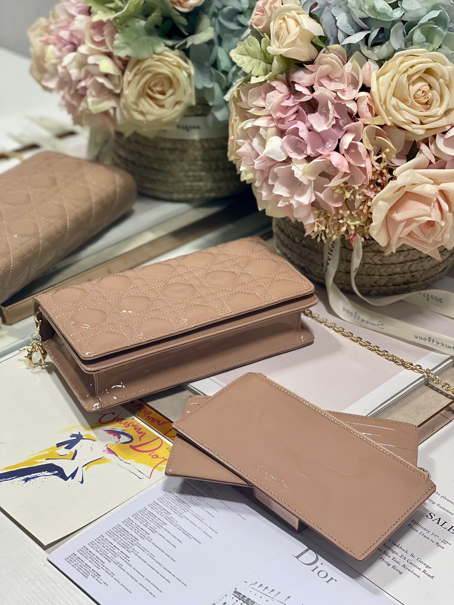 Christian Dior Lady Dior Pouch Beige, For Women, Women’s Handbags 8.5in/21.5cm CDOVRB_M45M