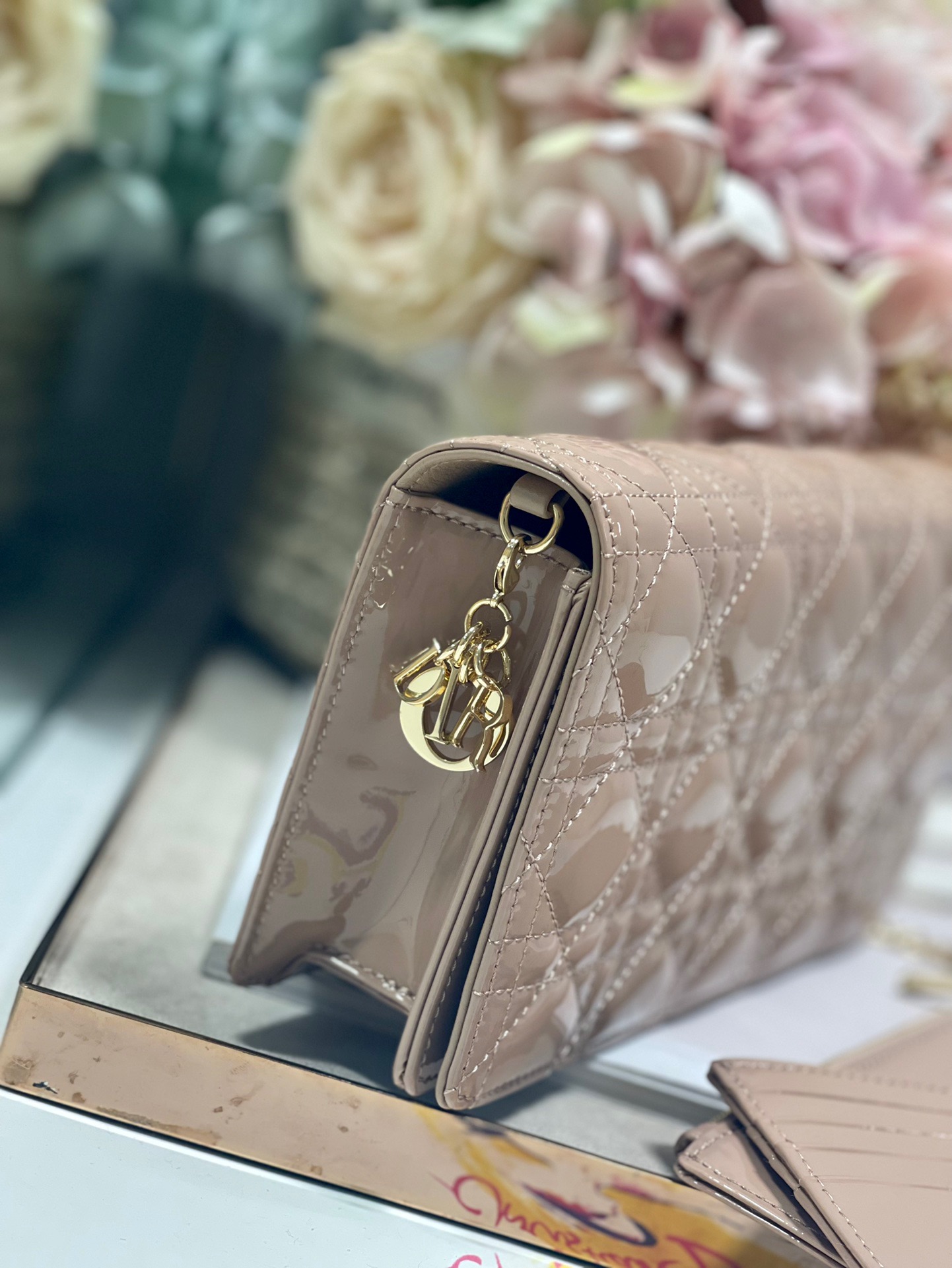 Christian Dior Lady Dior Pouch Beige, For Women, Women’s Handbags 8.5in/21.5cm CDOVRB_M45M