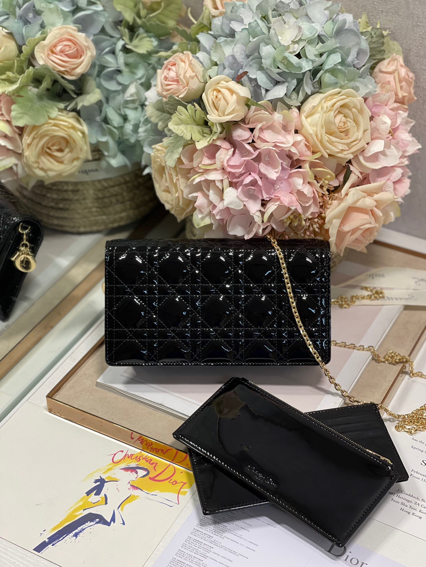 Christian Dior Lady Dior Pouch Black, For Women, Women’s Handbags 8.5in/21.5cm CDOVRB_