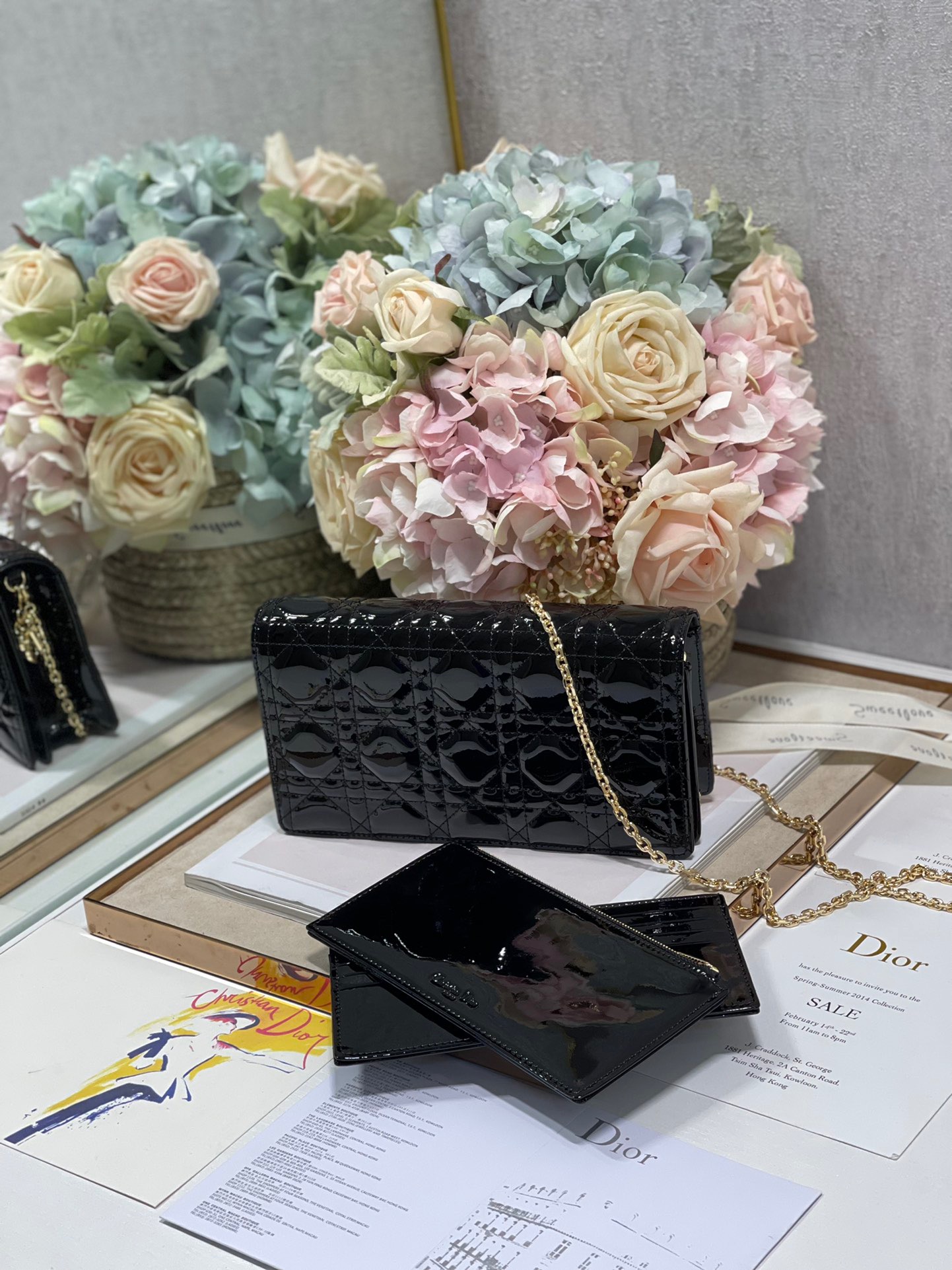 Christian Dior Lady Dior Pouch Black, For Women, Women’s Handbags 8.5in/21.5cm CDOVRB_