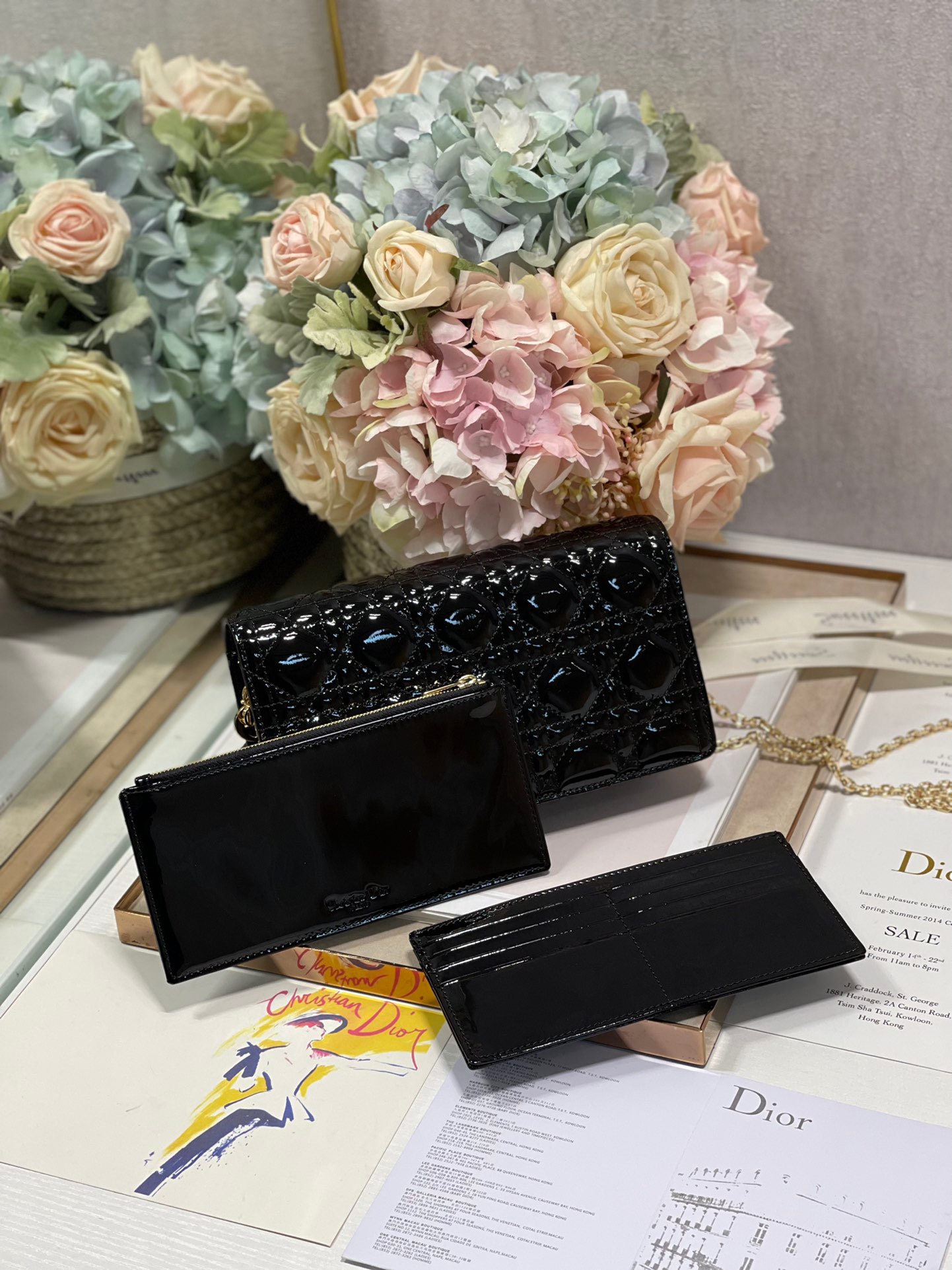 Christian Dior Lady Dior Pouch Black, For Women, Women’s Handbags 8.5in/21.5cm CDOVRB_