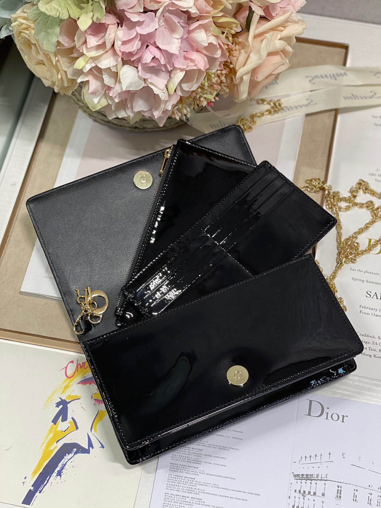 Christian Dior Lady Dior Pouch Black, For Women, Women’s Handbags 8.5in/21.5cm CDOVRB_