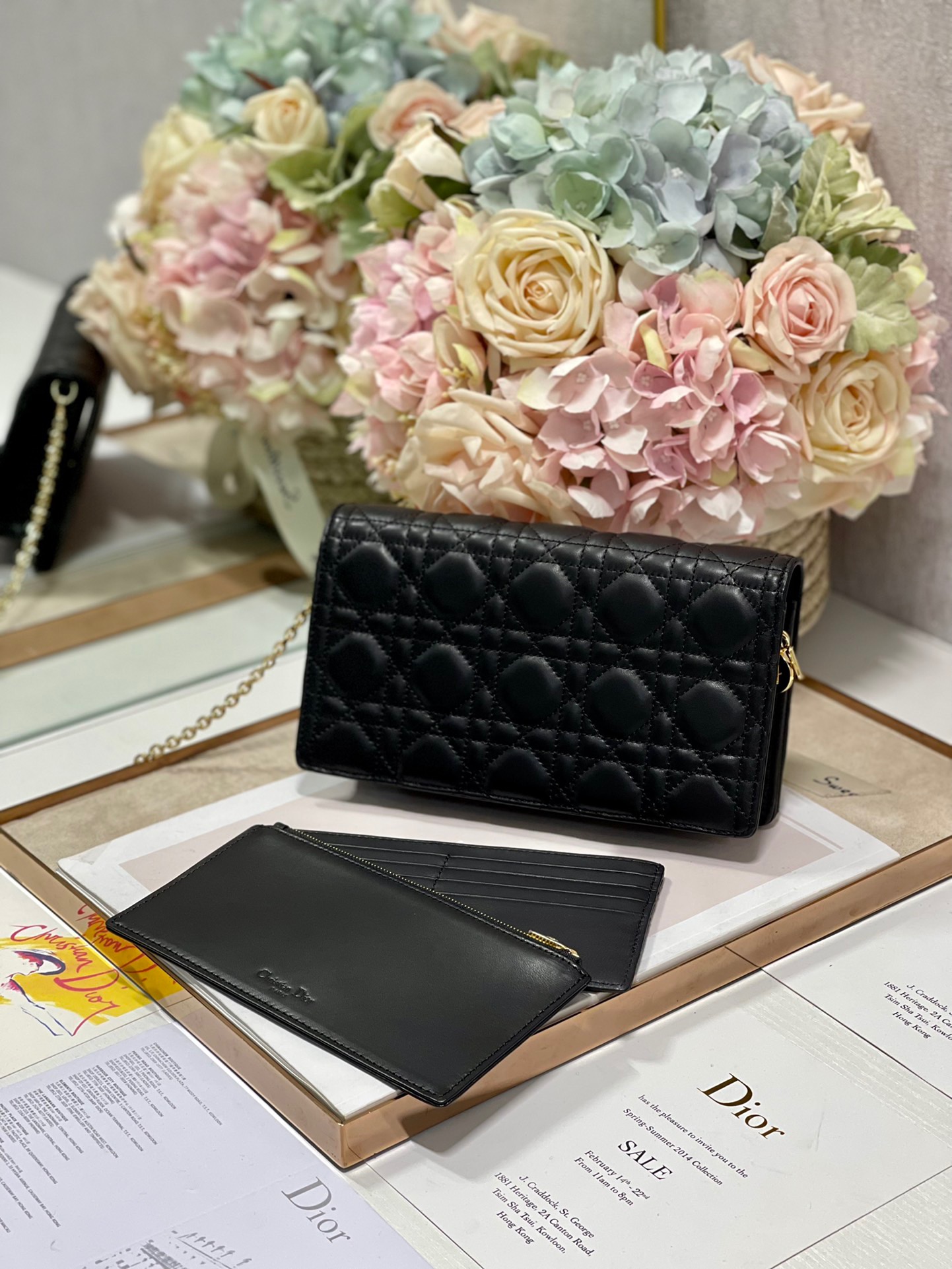 Christian Dior Lady Dior Pouch Black, For Women, Women’s Handbags 8.5in/21.5cm CDSLOI_