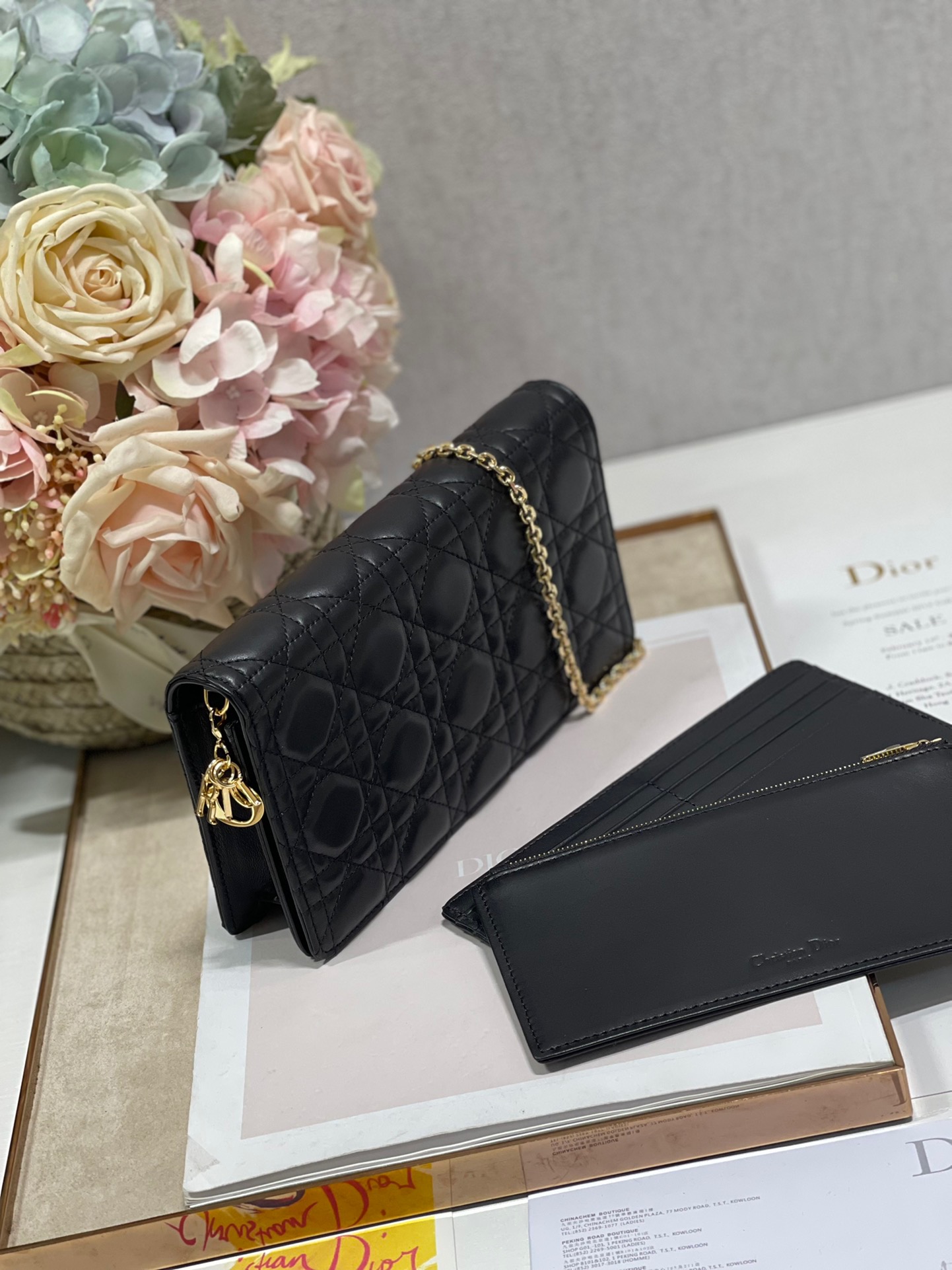 Christian Dior Lady Dior Pouch Black, For Women, Women’s Handbags 8.5in/21.5cm CDSLOI_