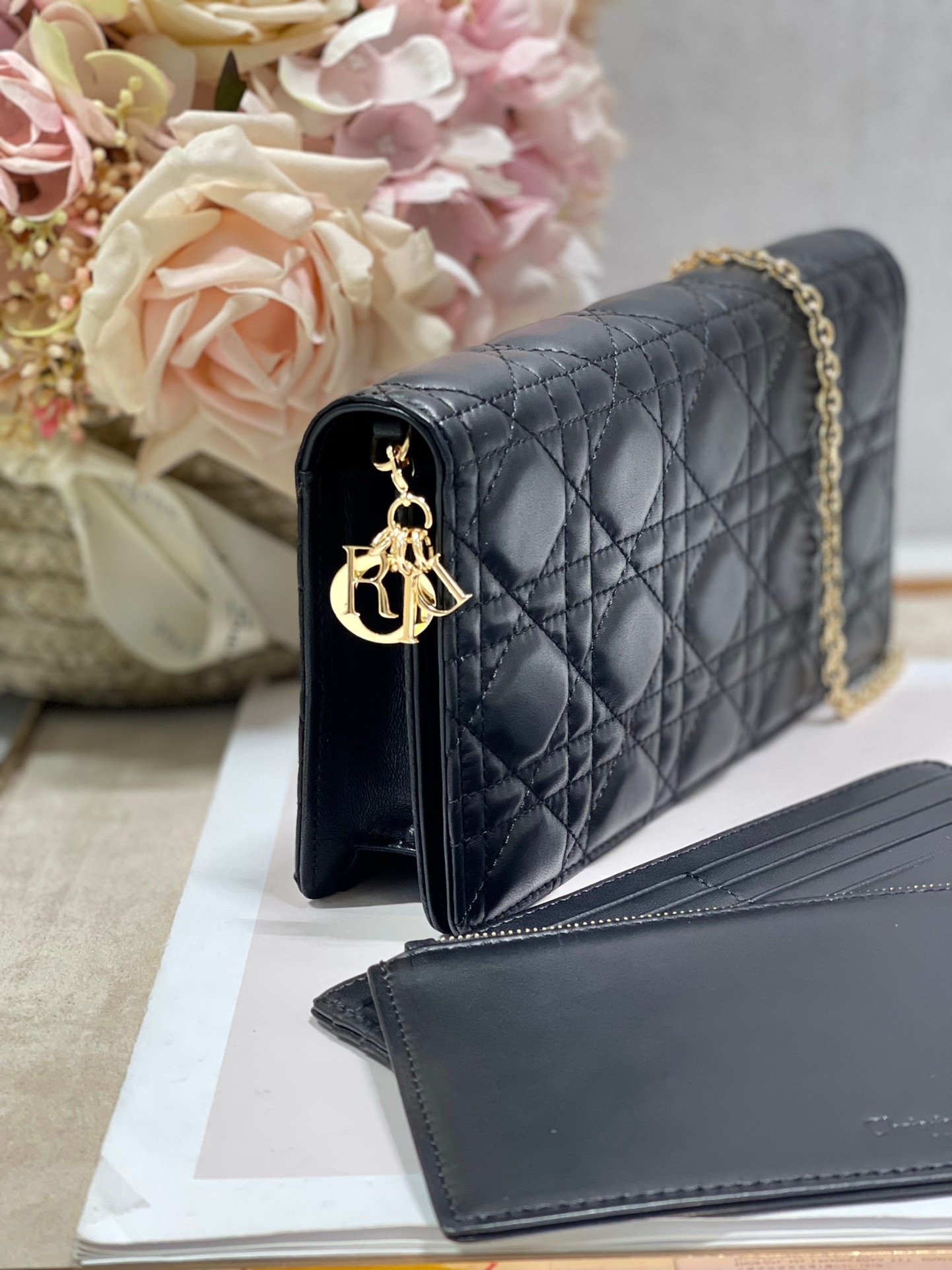 Christian Dior Lady Dior Pouch Black, For Women, Women’s Handbags 8.5in/21.5cm CDSLOI_