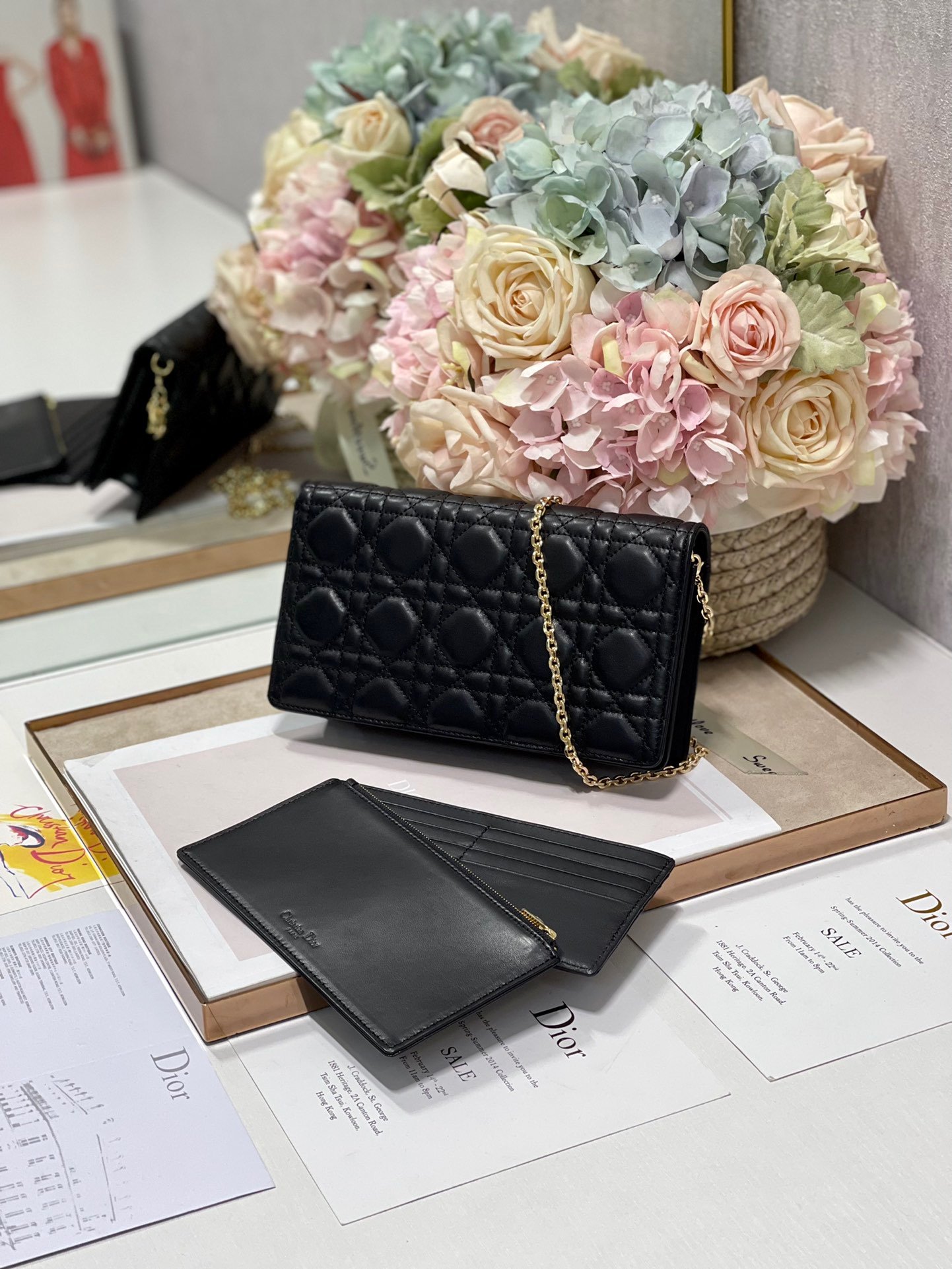 Christian Dior Lady Dior Pouch Black, For Women, Women’s Handbags 8.5in/21.5cm CDSLOI_