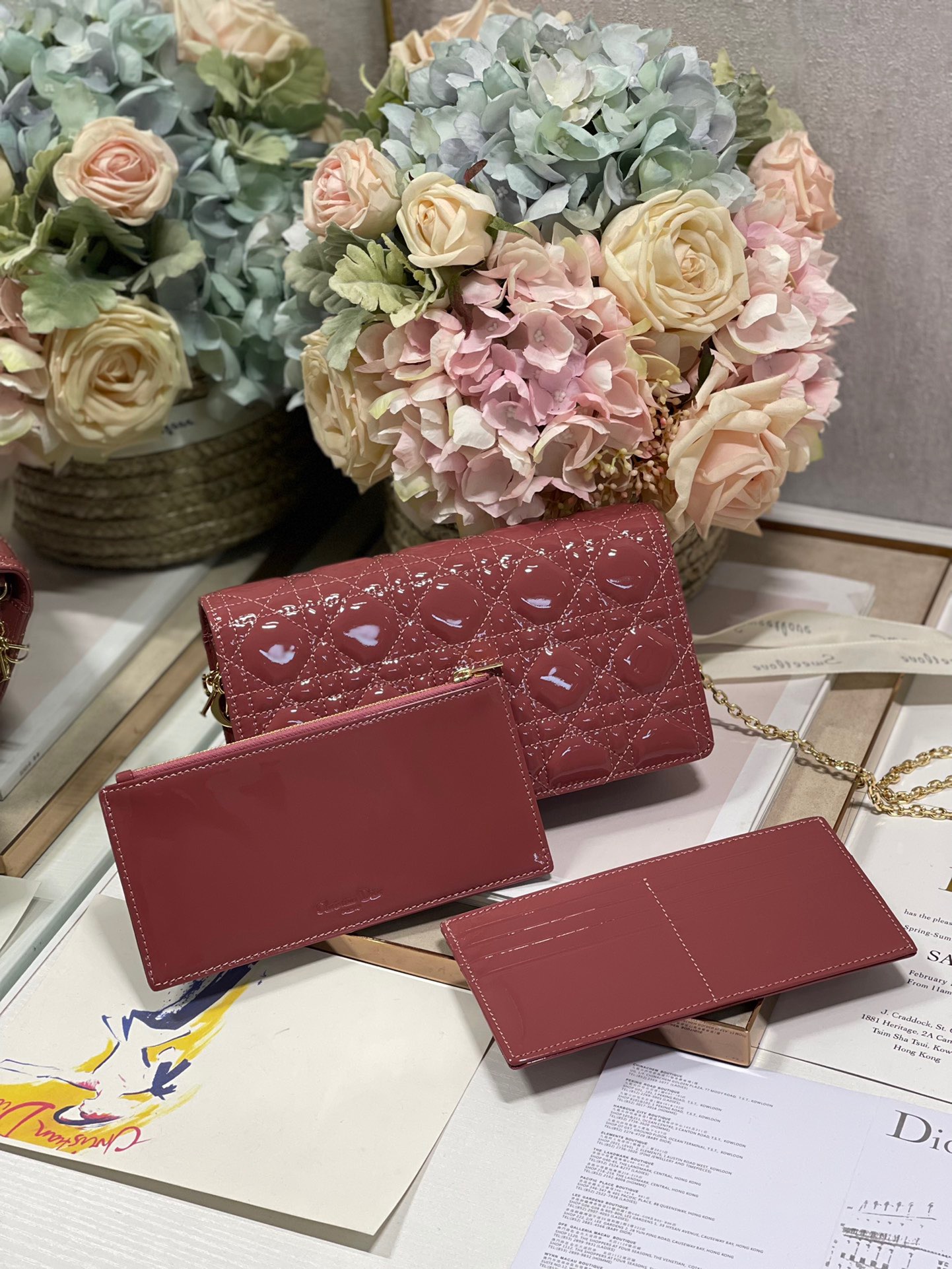 Christian Dior Lady Dior Pouch Crimson, For Women, Women’s Handbags 8.5in/21.5cm CD