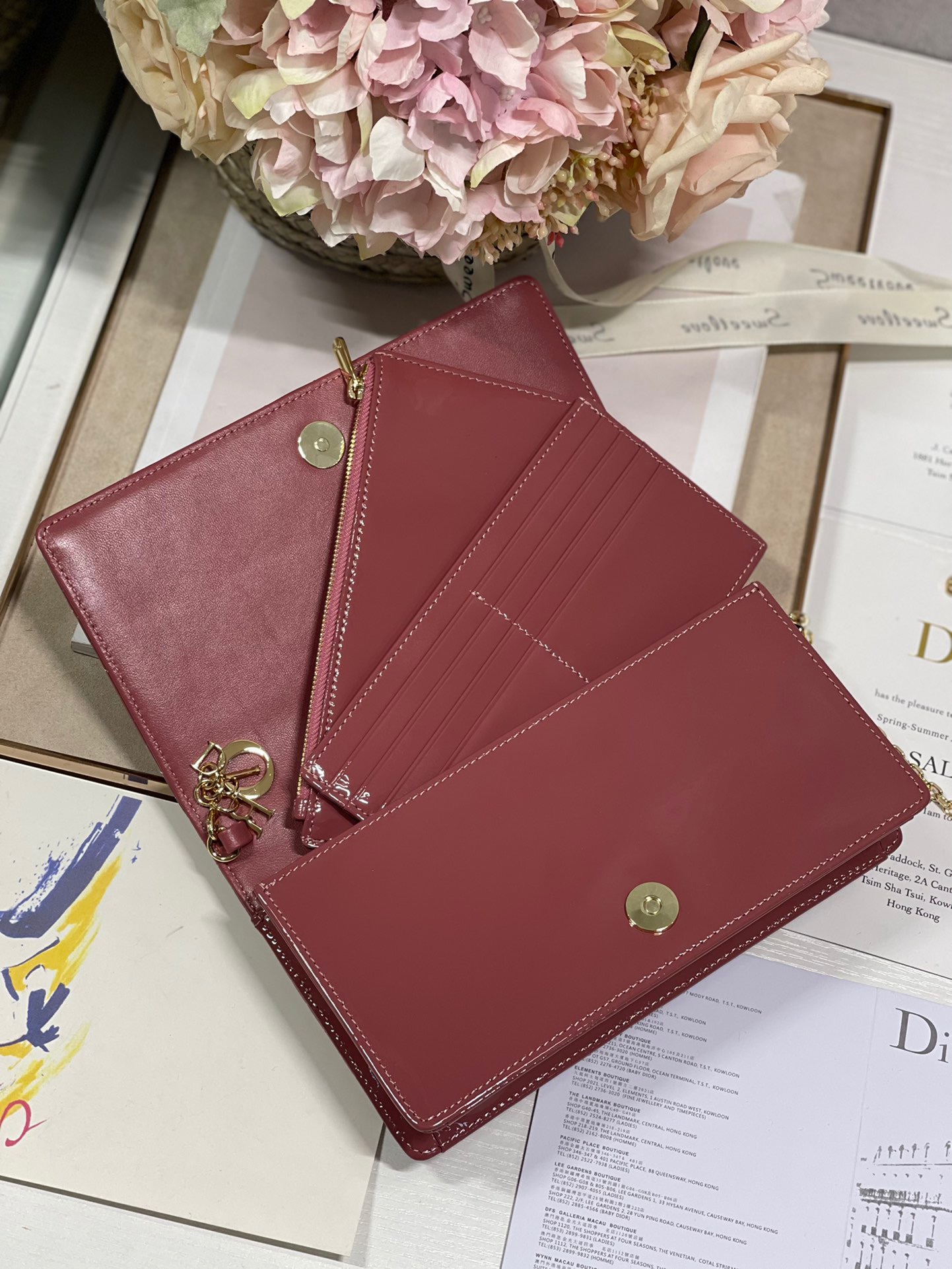 Christian Dior Lady Dior Pouch Crimson, For Women, Women’s Handbags 8.5in/21.5cm CD