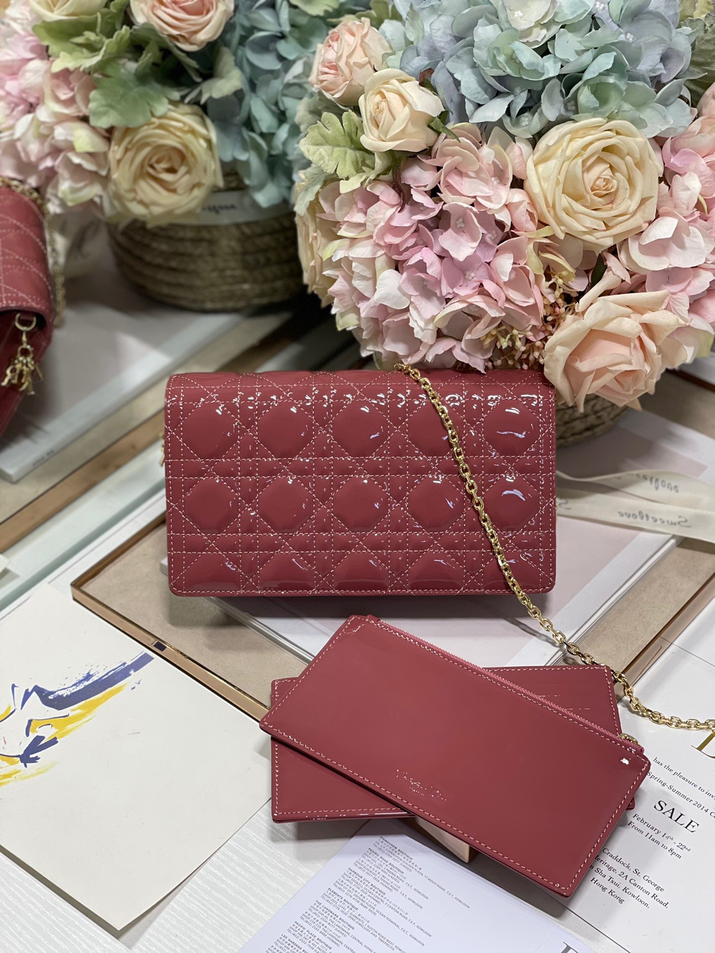Christian Dior Lady Dior Pouch Crimson, For Women, Women’s Handbags 8.5in/21.5cm CD