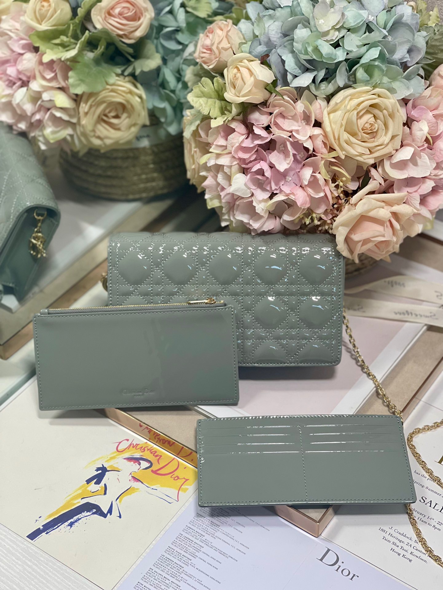 Christian Dior Lady Dior Pouch Gray, For Women, Women’s Handbags 8.5in/21.5cm CDOVRB_M41G