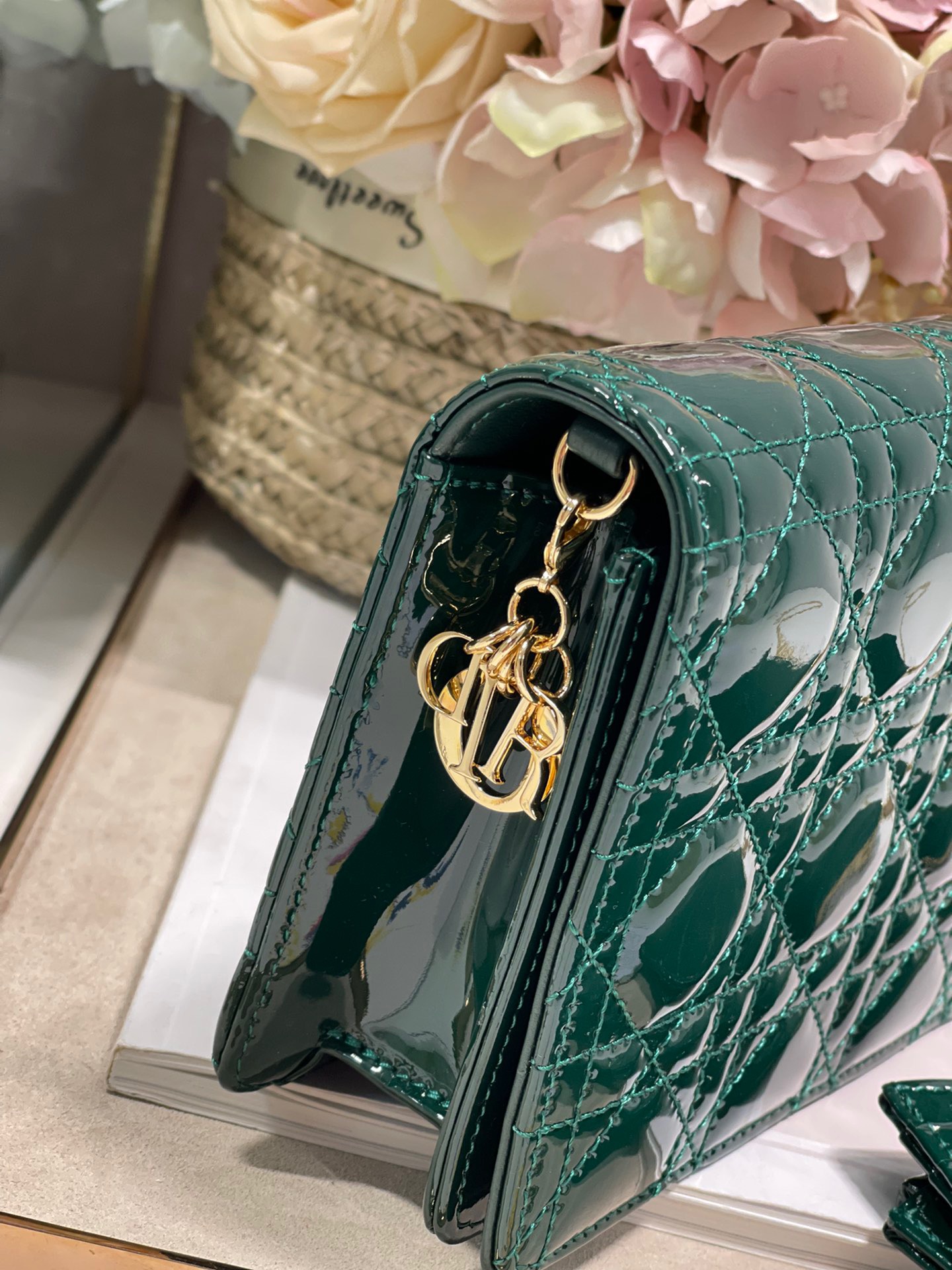 Christian Dior Lady Dior Pouch Green, For Women, Women’s Handbags 8.5in/21.5cm CD