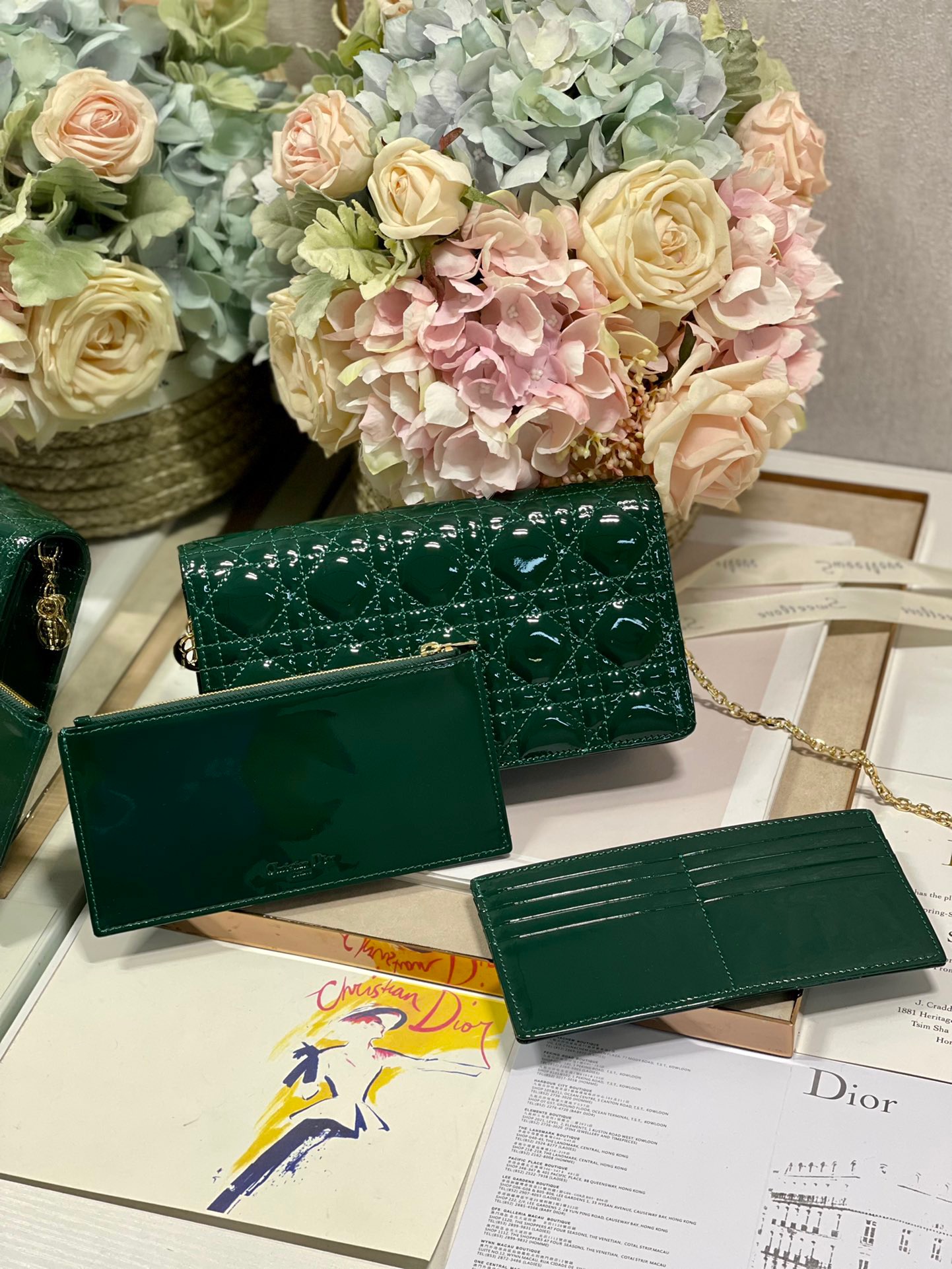 Christian Dior Lady Dior Pouch Green, For Women, Women’s Handbags 8.5in/21.5cm CD