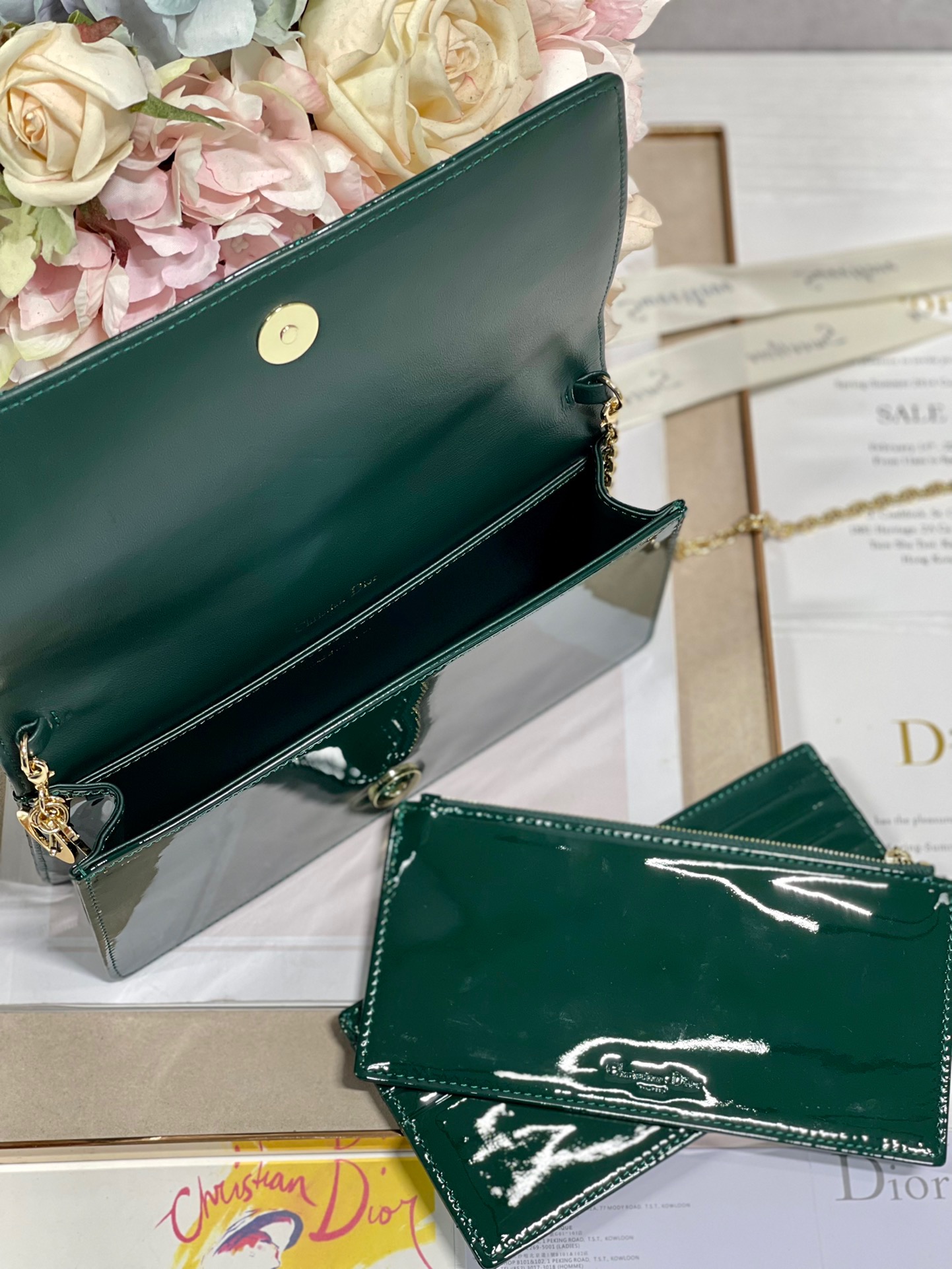 Christian Dior Lady Dior Pouch Green, For Women, Women’s Handbags 8.5in/21.5cm CD
