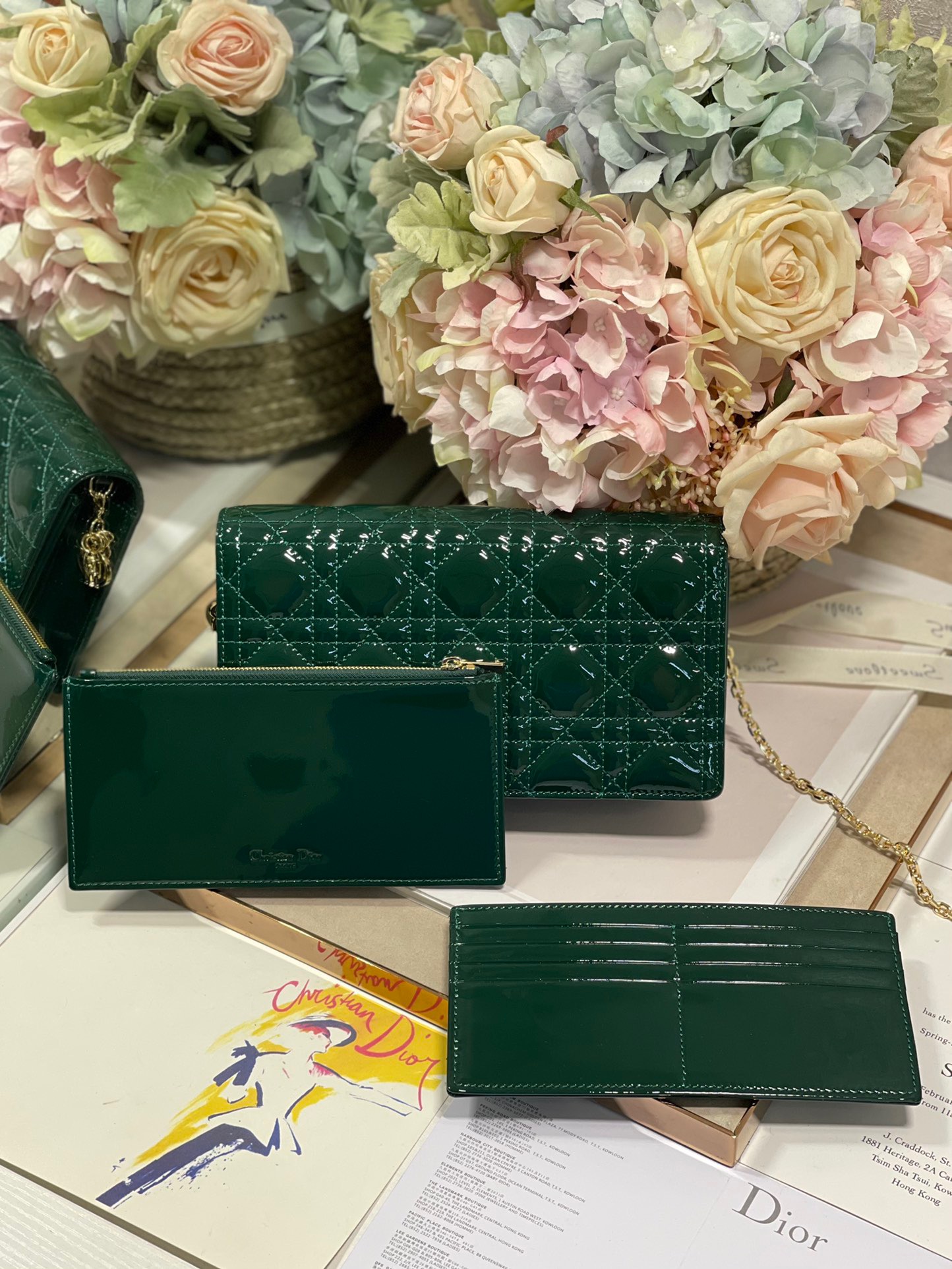 Christian Dior Lady Dior Pouch Green, For Women, Women’s Handbags 8.5in/21.5cm CD