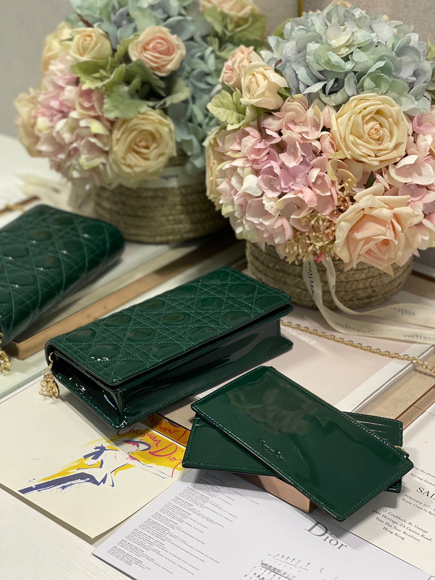 Christian Dior Lady Dior Pouch Green, For Women, Women’s Handbags 8.5in/21.5cm CD