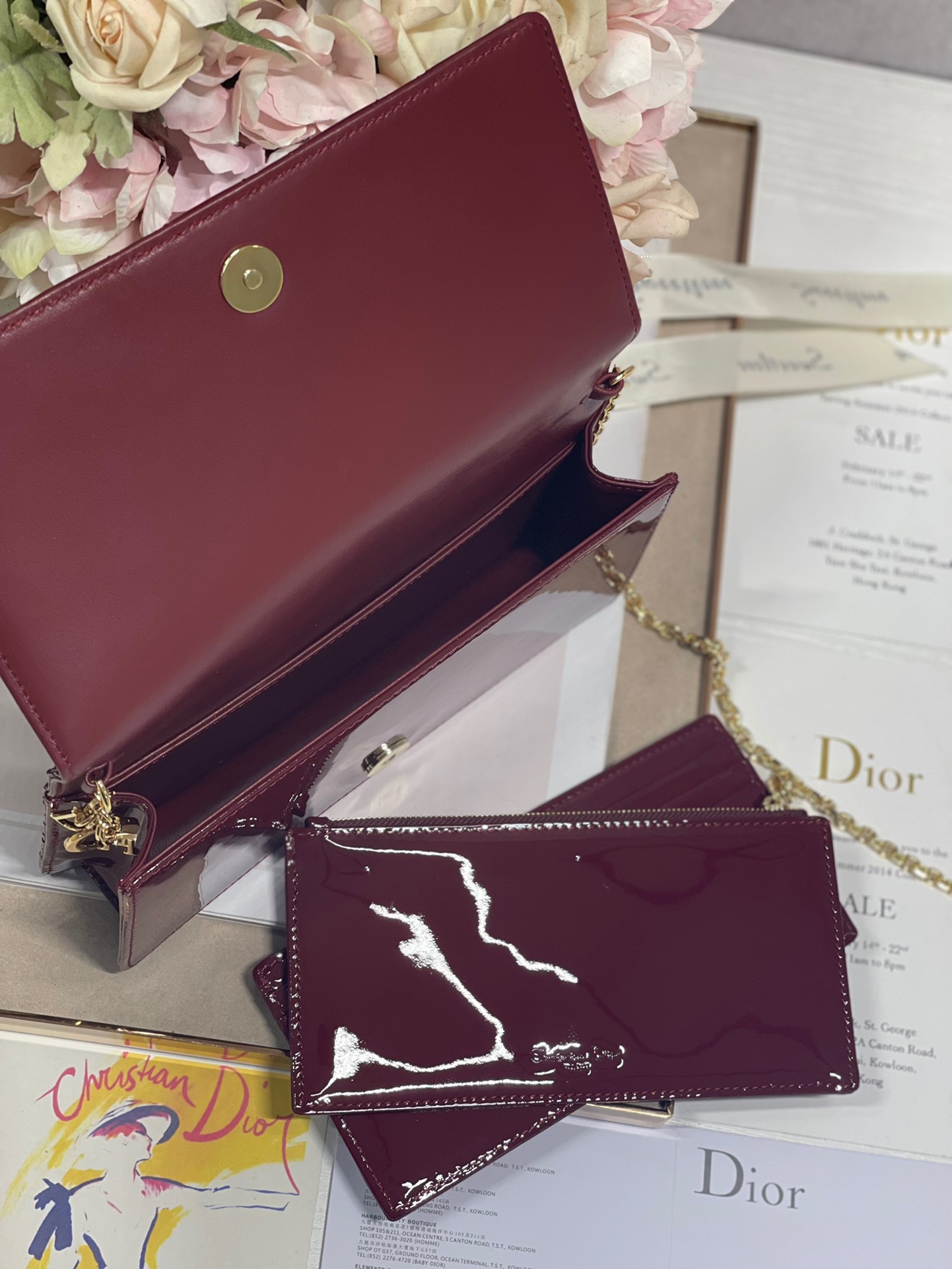Christian Dior Lady Dior Pouch Maroon, For Women, Women’s Handbags 8.5in/21.5cm CD