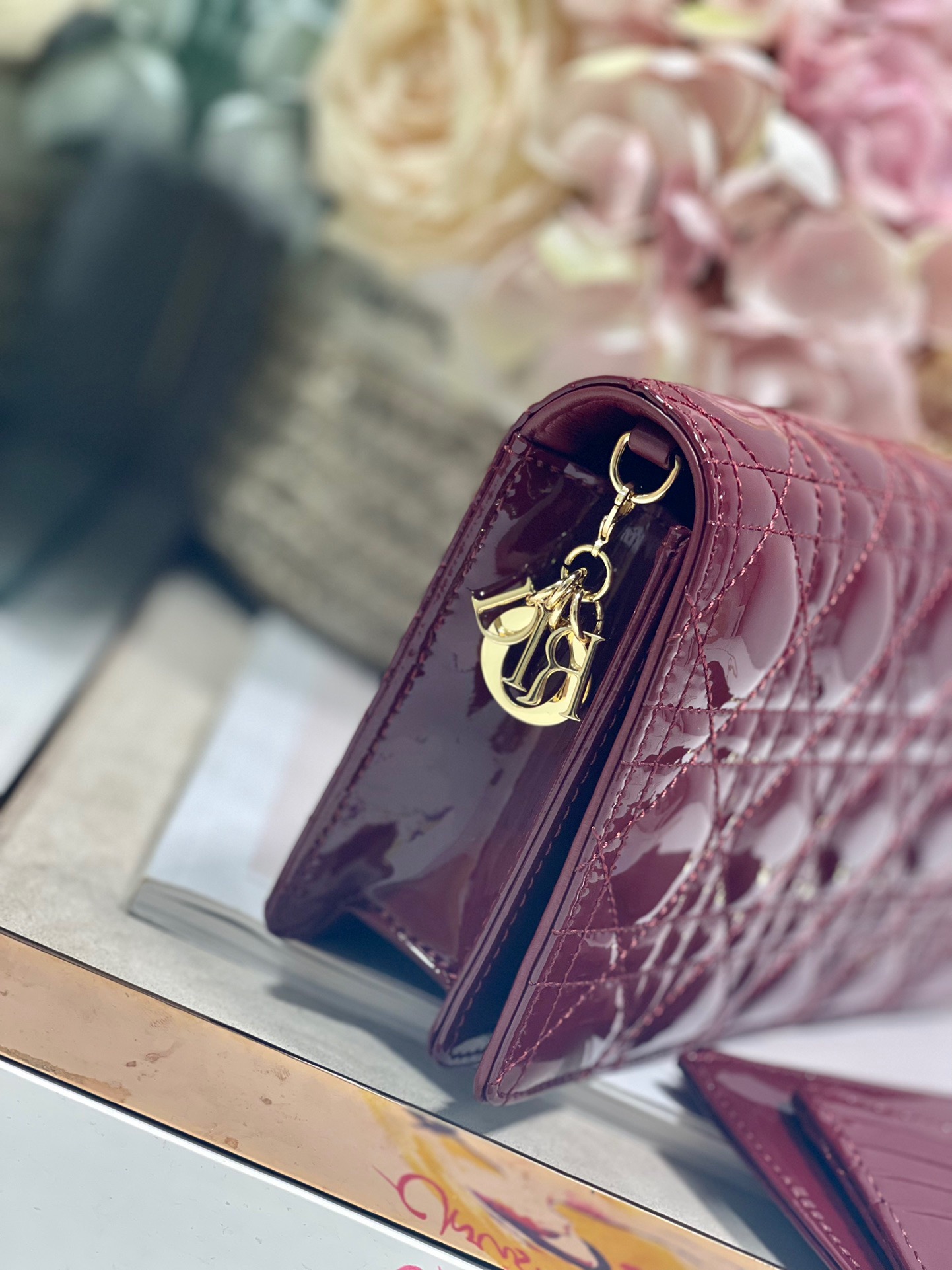 Christian Dior Lady Dior Pouch Maroon, For Women, Women’s Handbags 8.5in/21.5cm CD