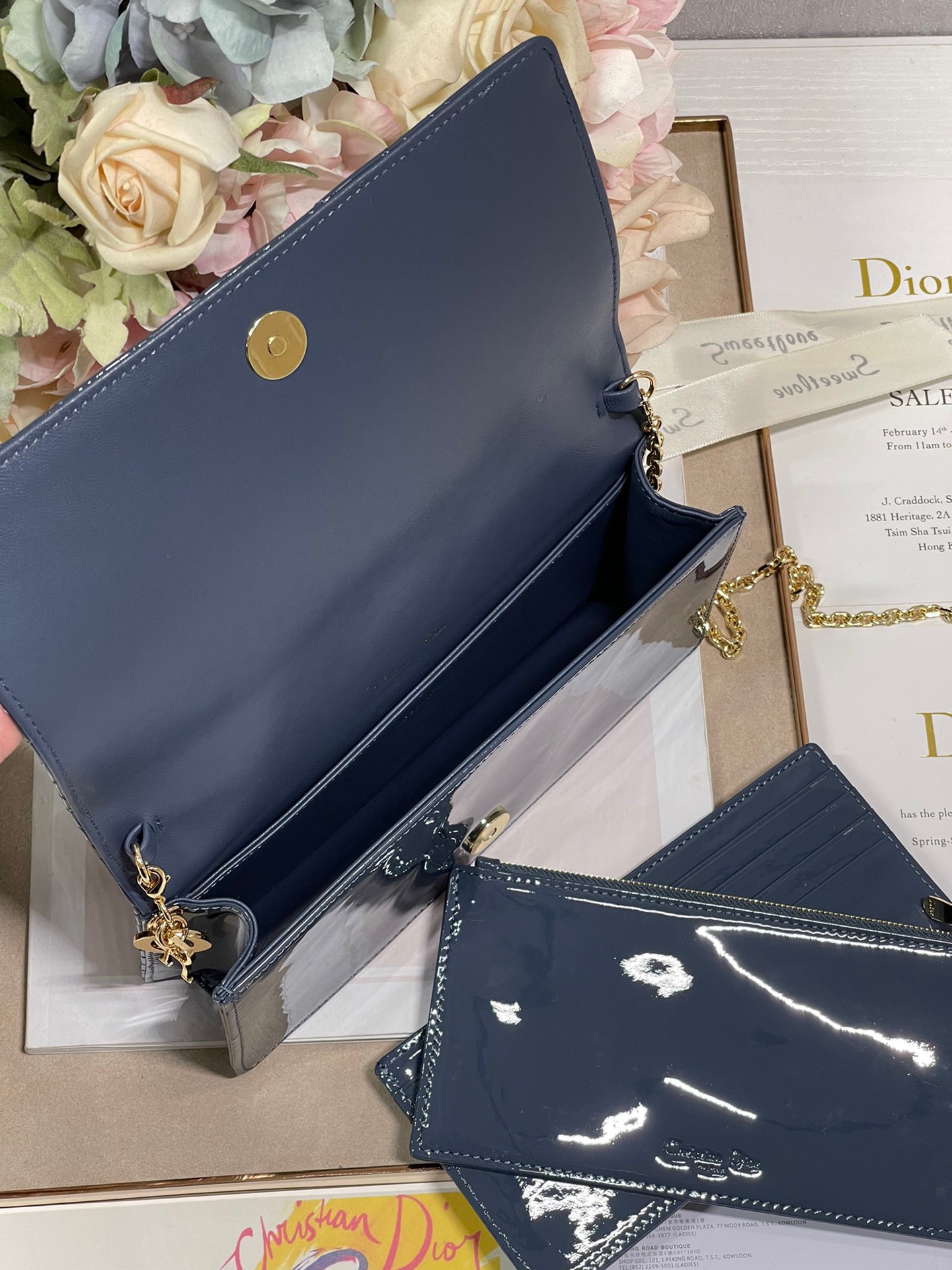Christian Dior Lady Dior Pouch Midnight Blue, For Women, Women’s Handbags 8.5in/21.5cm CD