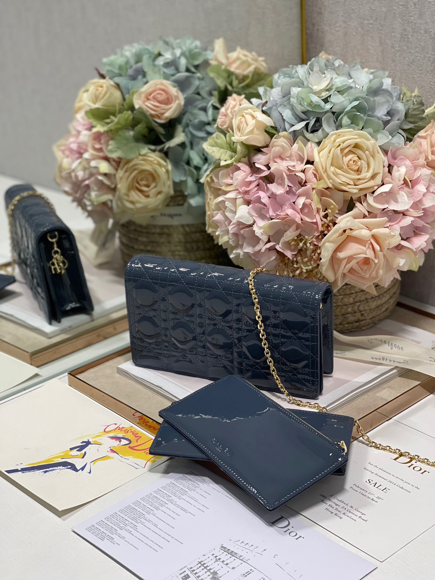 Christian Dior Lady Dior Pouch Midnight Blue, For Women, Women’s Handbags 8.5in/21.5cm CD
