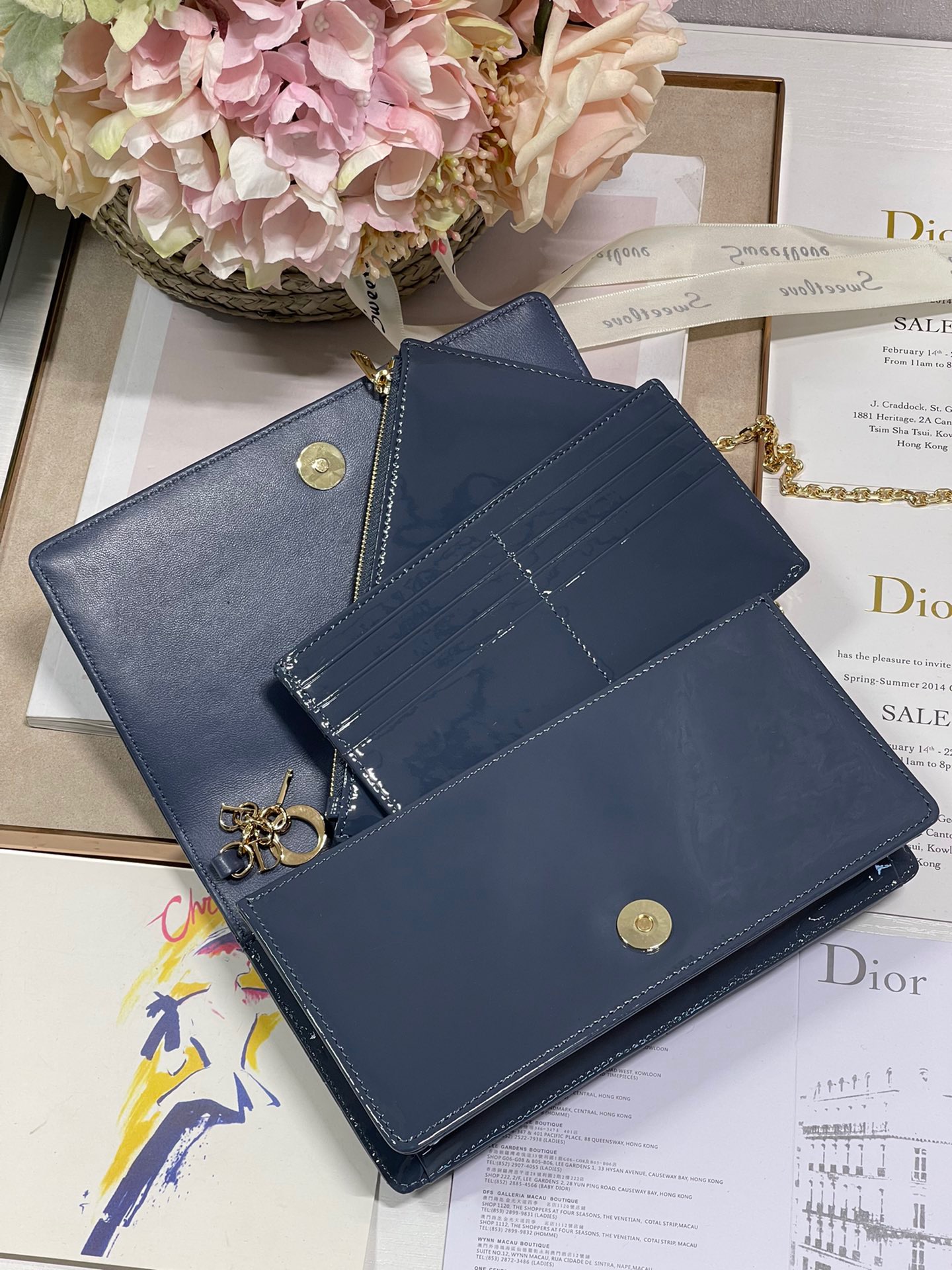 Christian Dior Lady Dior Pouch Midnight Blue, For Women, Women’s Handbags 8.5in/21.5cm CD
