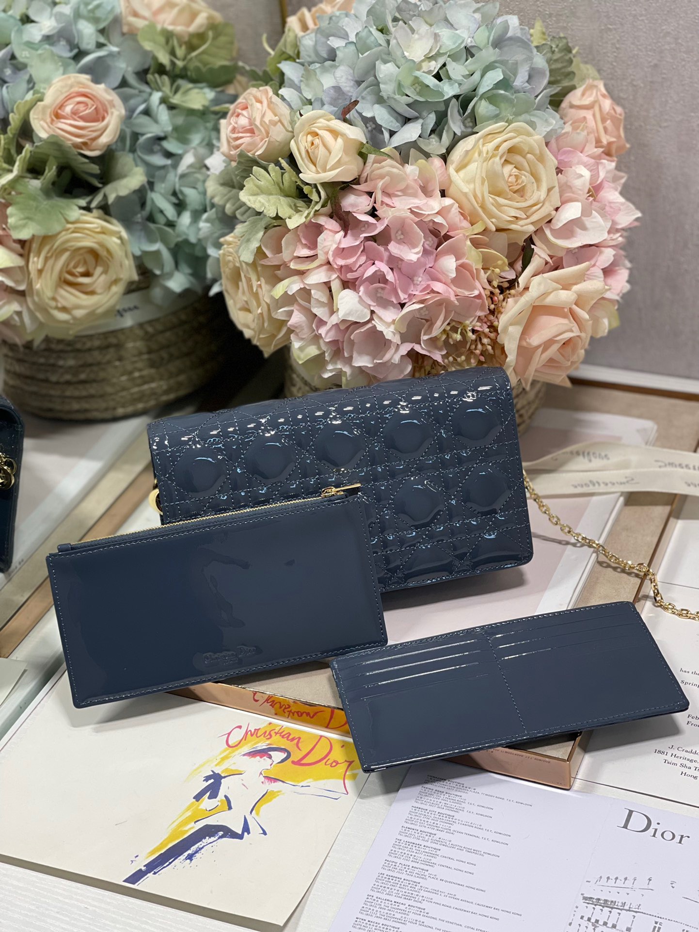 Christian Dior Lady Dior Pouch Midnight Blue, For Women, Women’s Handbags 8.5in/21.5cm CD