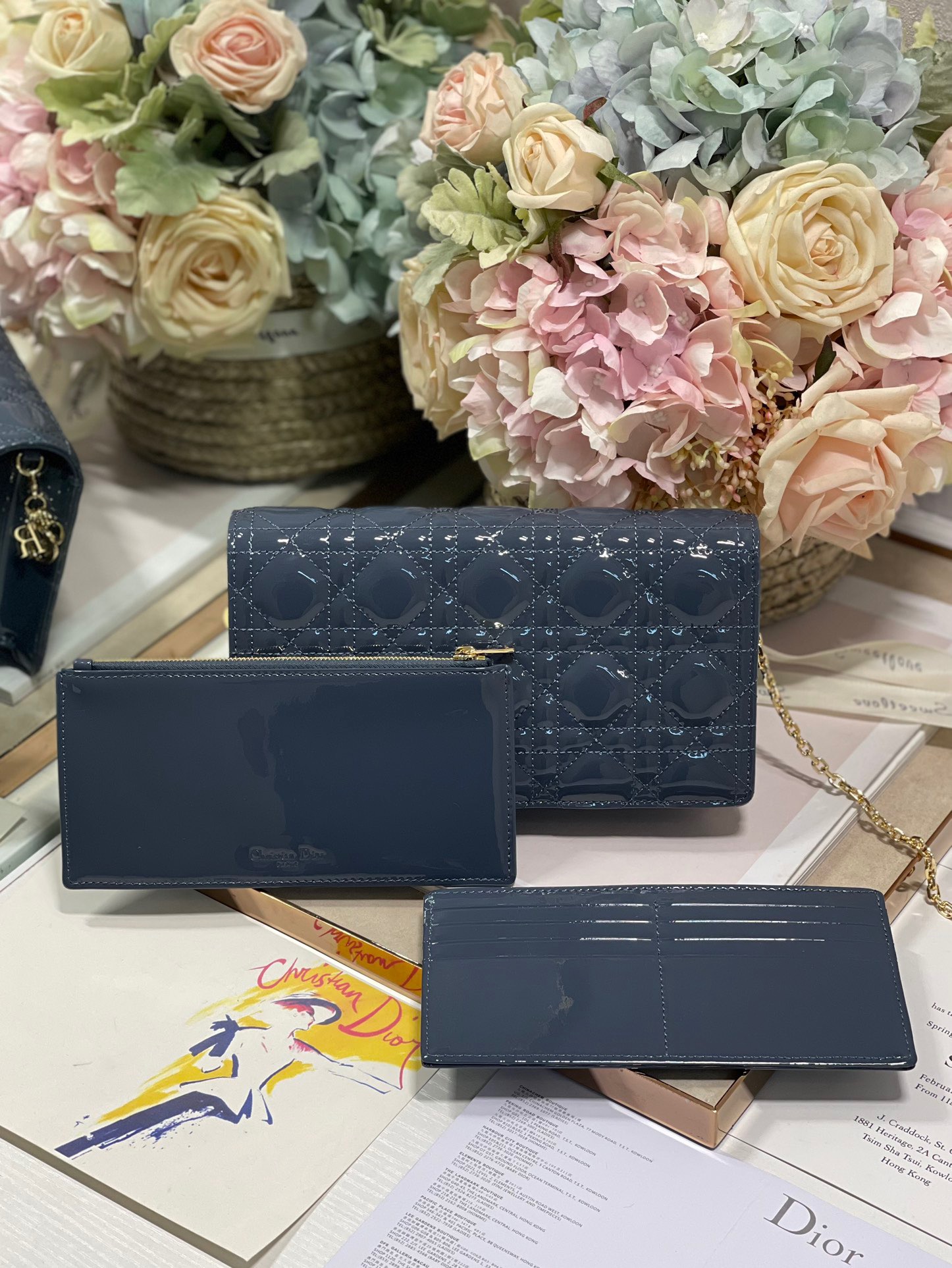 Christian Dior Lady Dior Pouch Midnight Blue, For Women, Women’s Handbags 8.5in/21.5cm CD