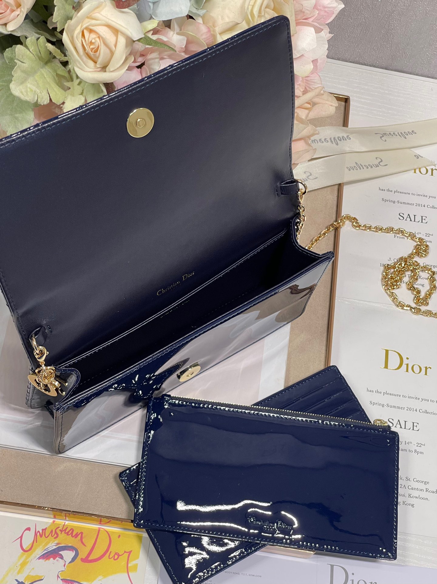 Christian Dior Lady Dior Pouch Navy, For Women, Women’s Handbags 8.5in/21.5cm CD