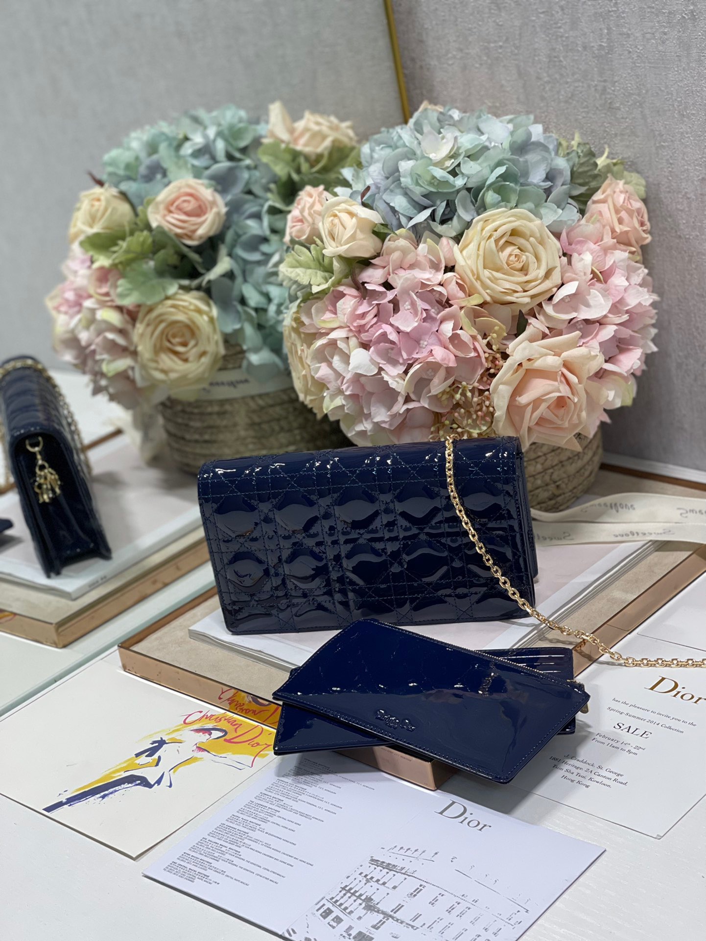 Christian Dior Lady Dior Pouch Navy, For Women, Women’s Handbags 8.5in/21.5cm CD