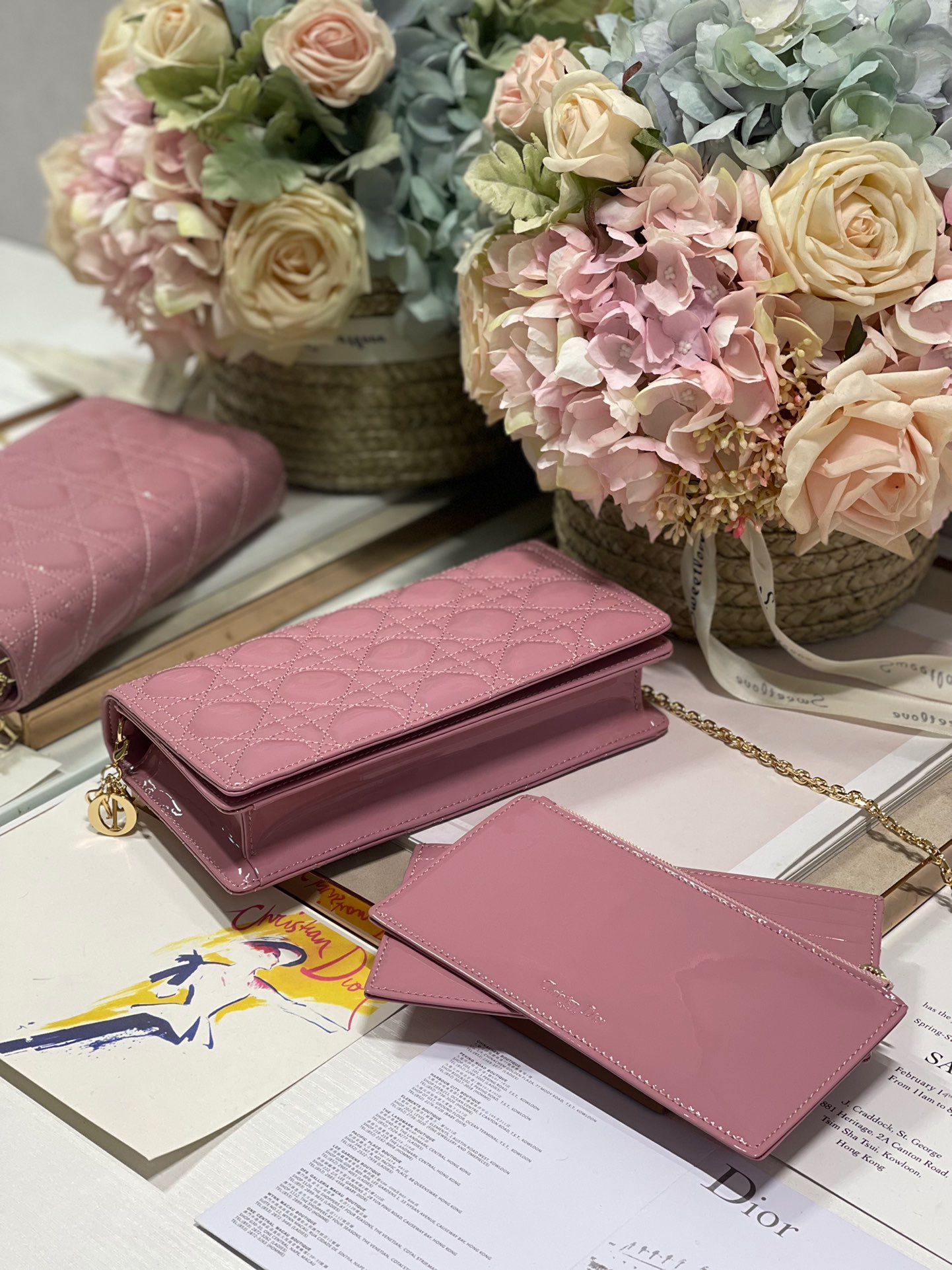 Christian Dior Lady Dior Pouch Pink, For Women, Women’s Handbags 8.5in/21.5cm CD