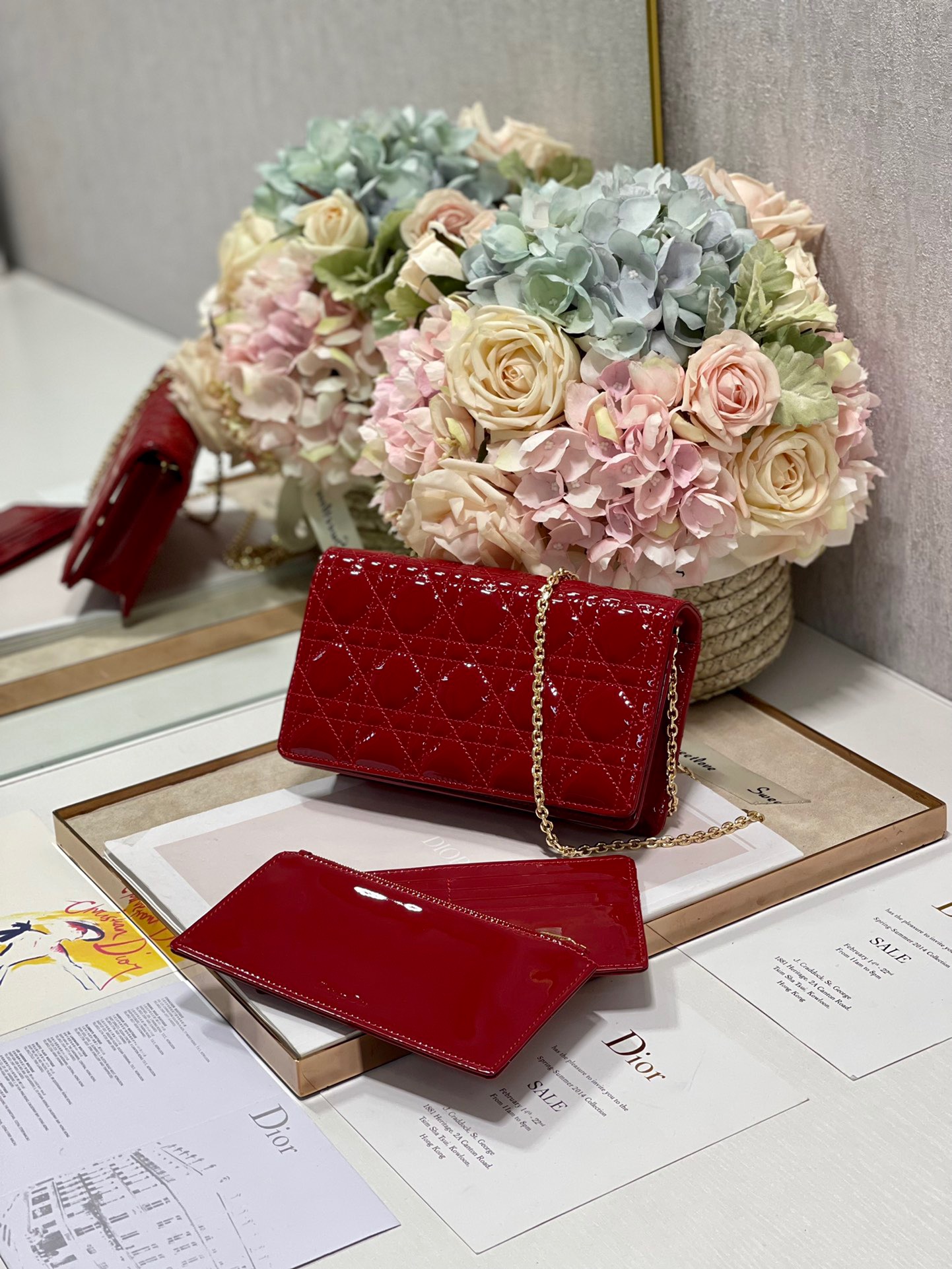 Christian Dior Lady Dior Pouch Red, For Women, Women’s Handbags 8.5in/21.5cm CDOVRB_