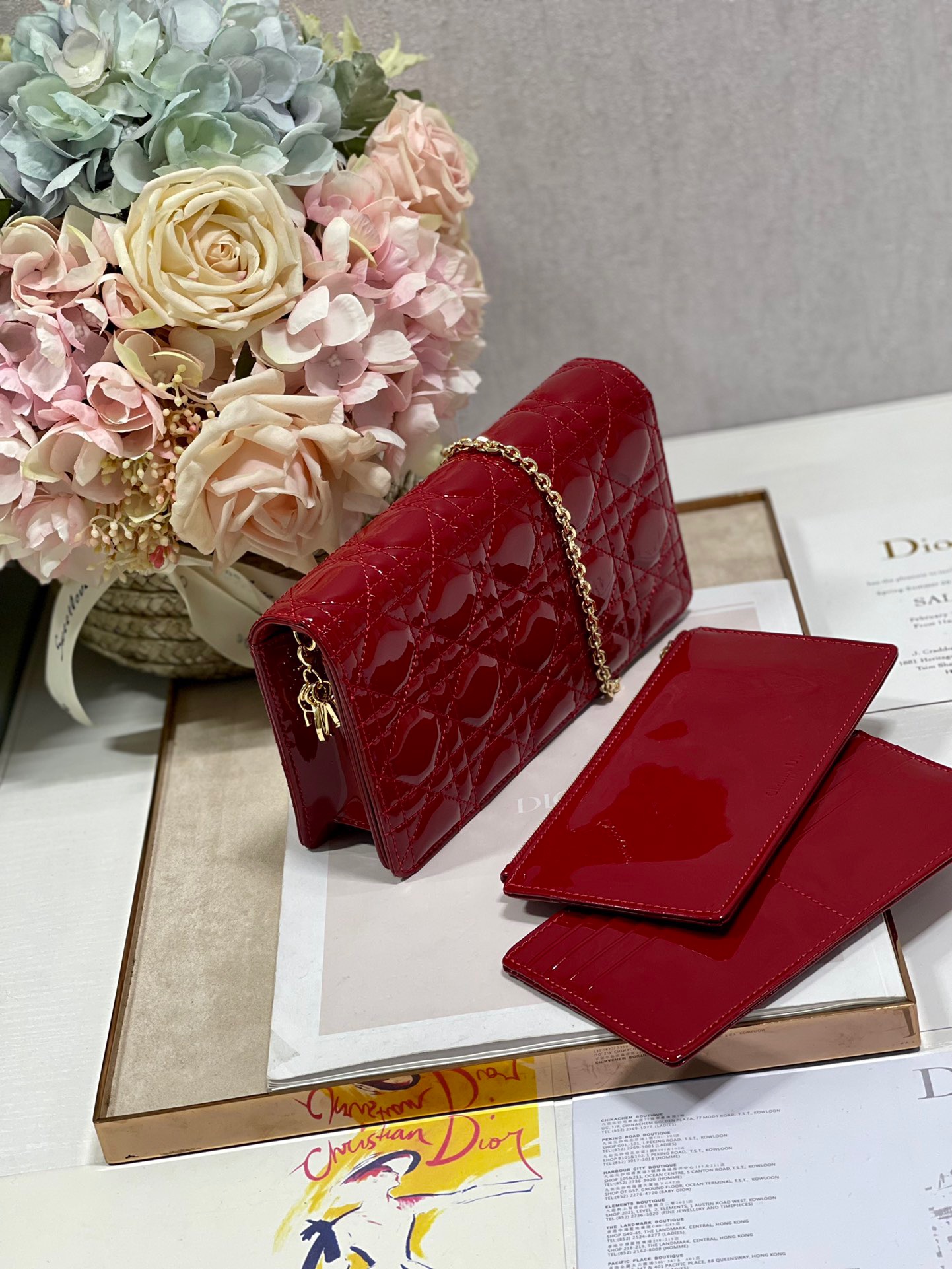 Christian Dior Lady Dior Pouch Red, For Women, Women’s Handbags 8.5in/21.5cm CDOVRB_