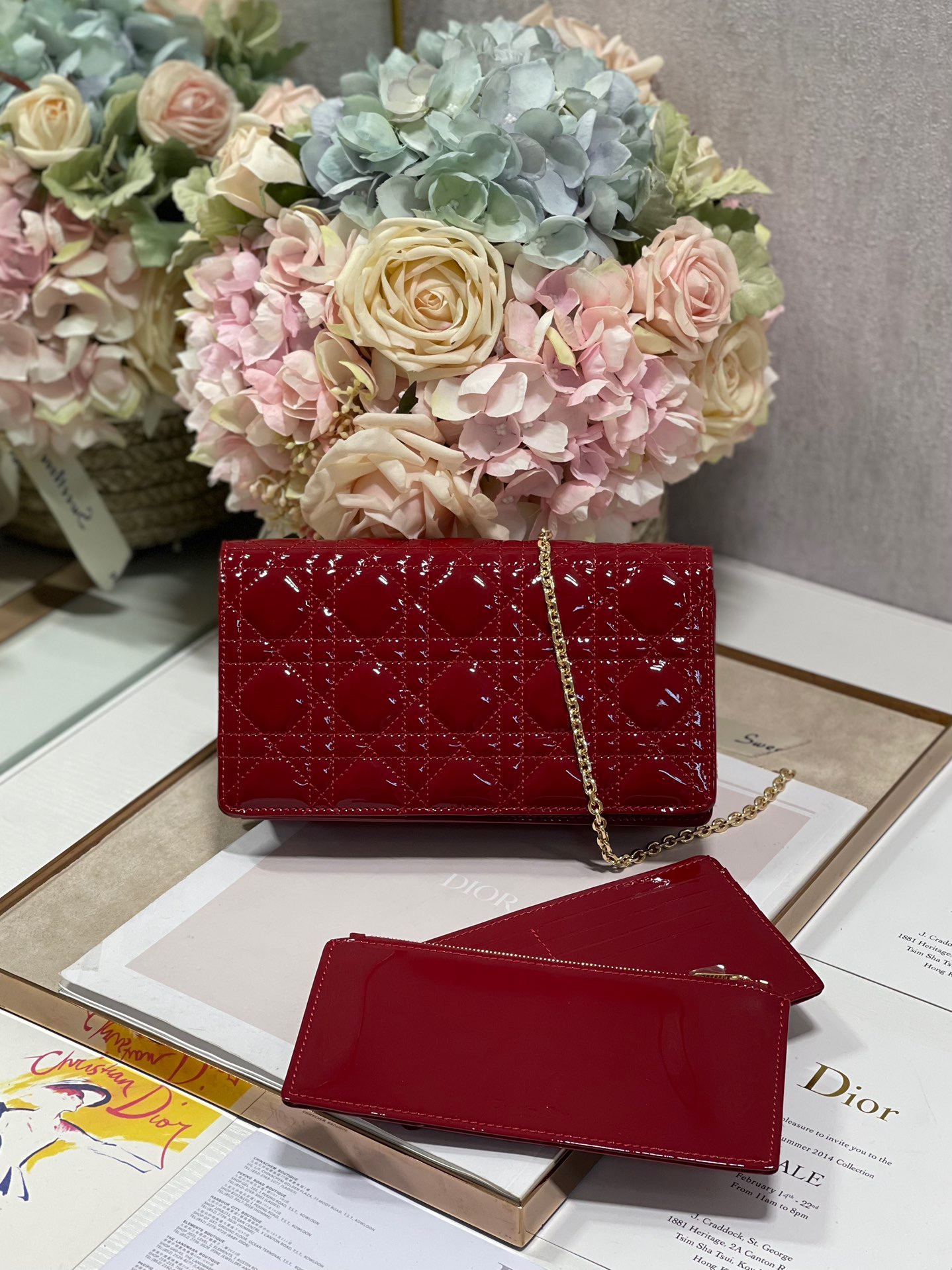 Christian Dior Lady Dior Pouch Red, For Women, Women’s Handbags 8.5in/21.5cm CDOVRB_