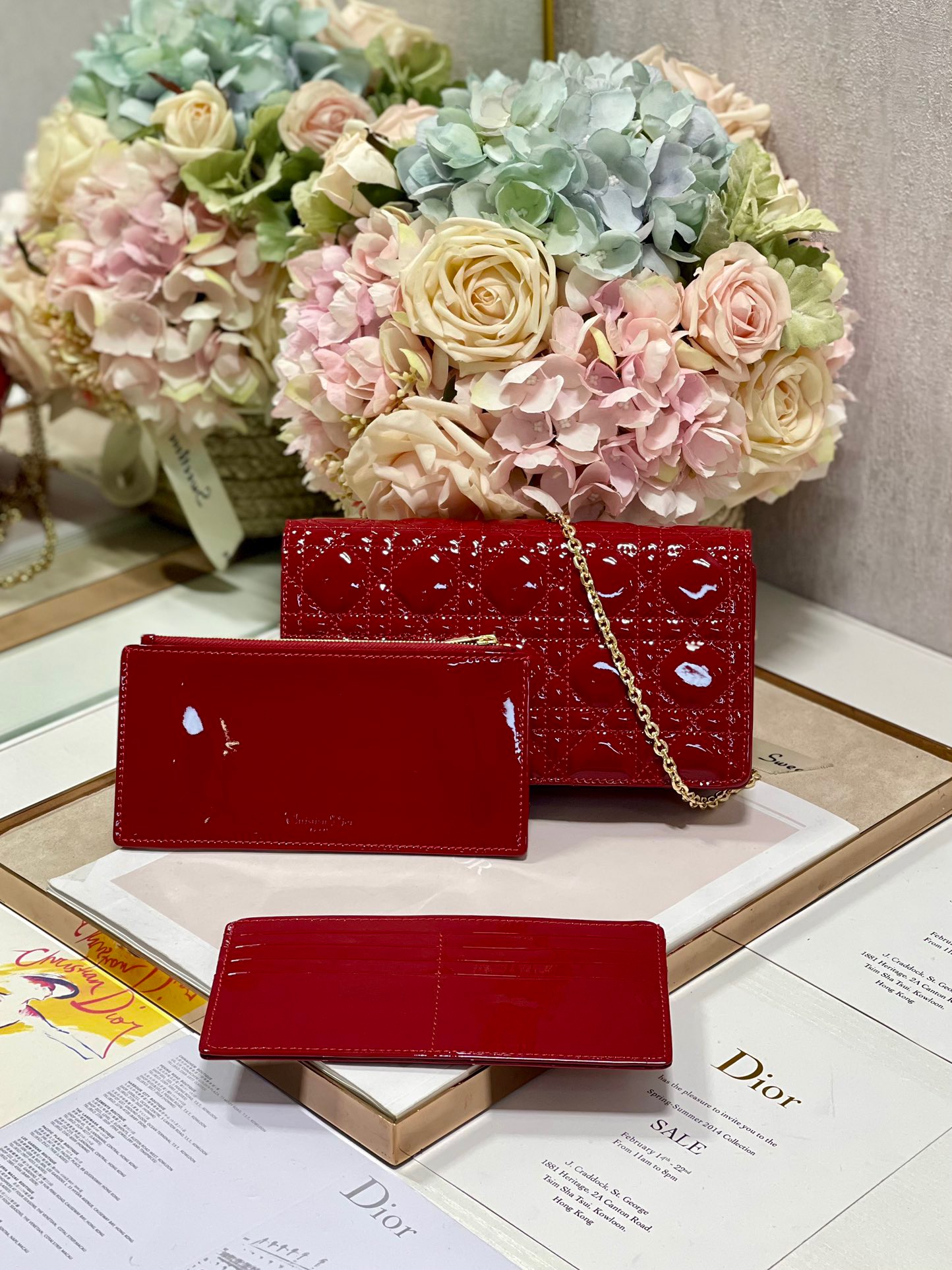 Christian Dior Lady Dior Pouch Red, For Women, Women’s Handbags 8.5in/21.5cm CDOVRB_