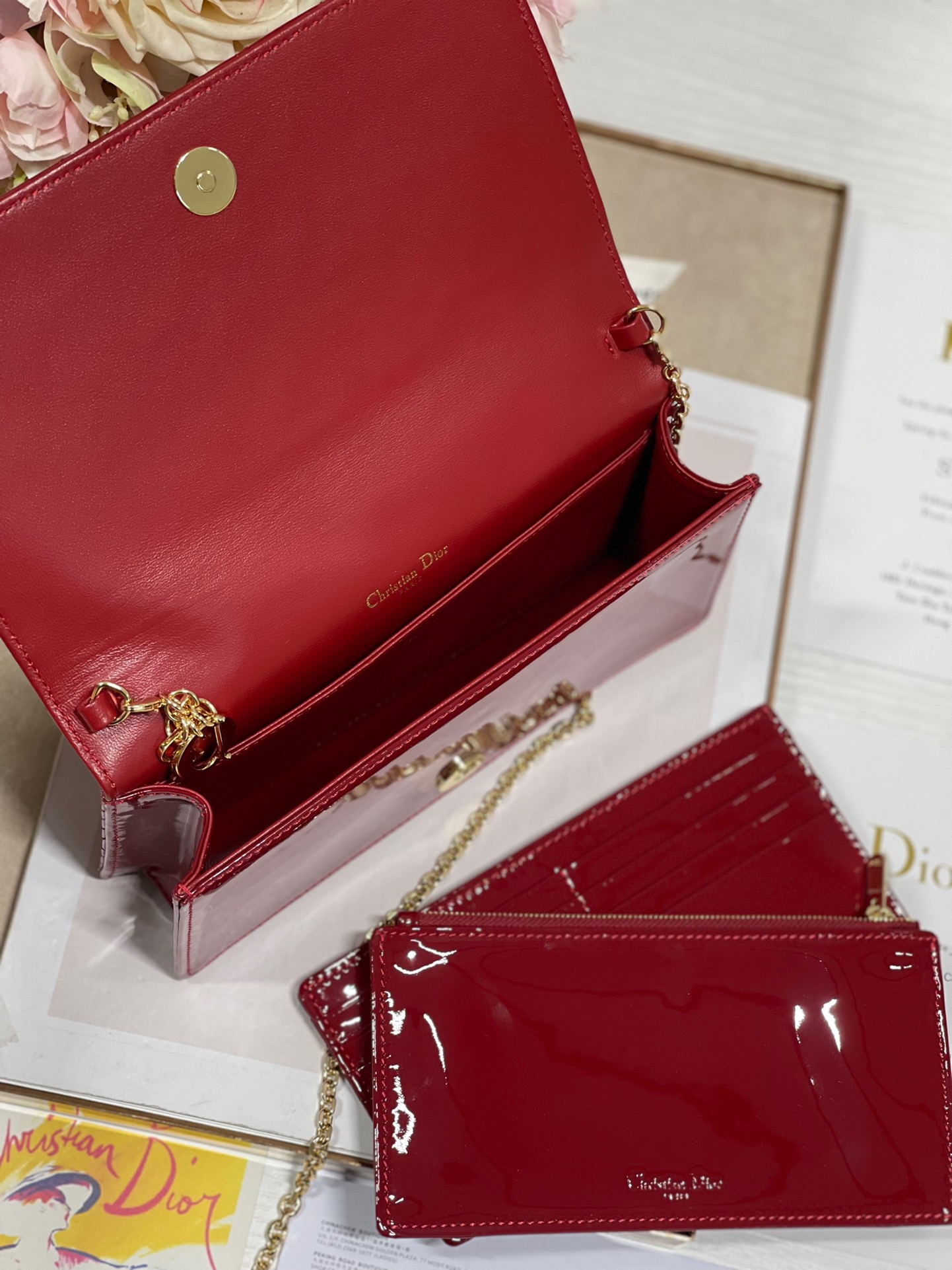 Christian Dior Lady Dior Pouch Red, For Women, Women’s Handbags 8.5in/21.5cm CDOVRB_