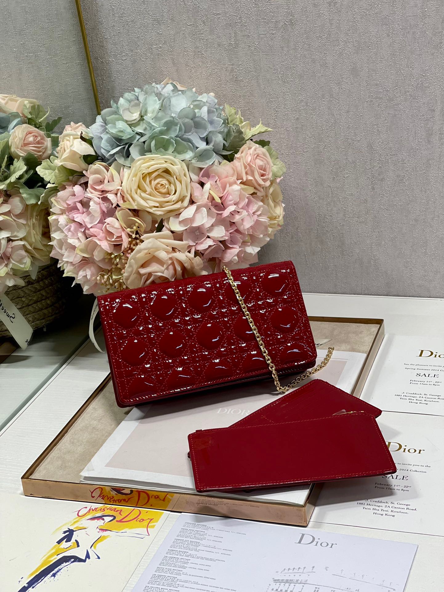 Christian Dior Lady Dior Pouch Red, For Women, Women’s Handbags 8.5in/21.5cm CDOVRB_