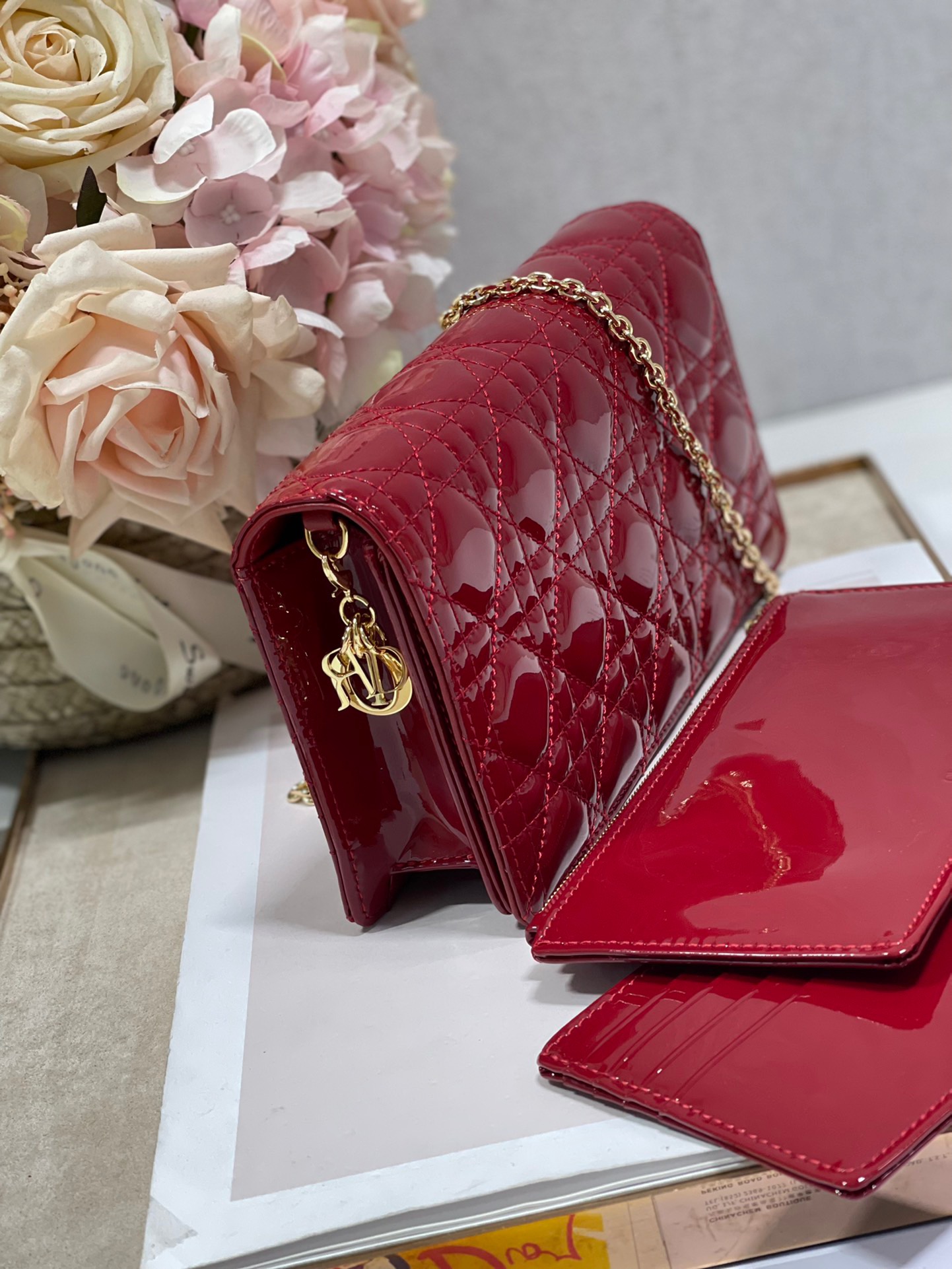 Christian Dior Lady Dior Pouch Red, For Women, Women’s Handbags 8.5in/21.5cm CDOVRB_