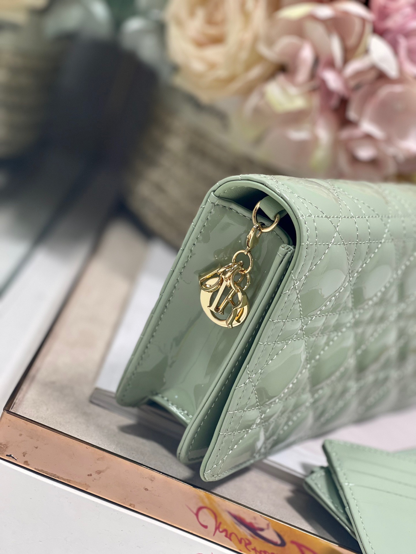 Christian Dior Lady Dior Pouch Seafoam, For Women, Women’s Handbags 8.5in/21.5cm CD