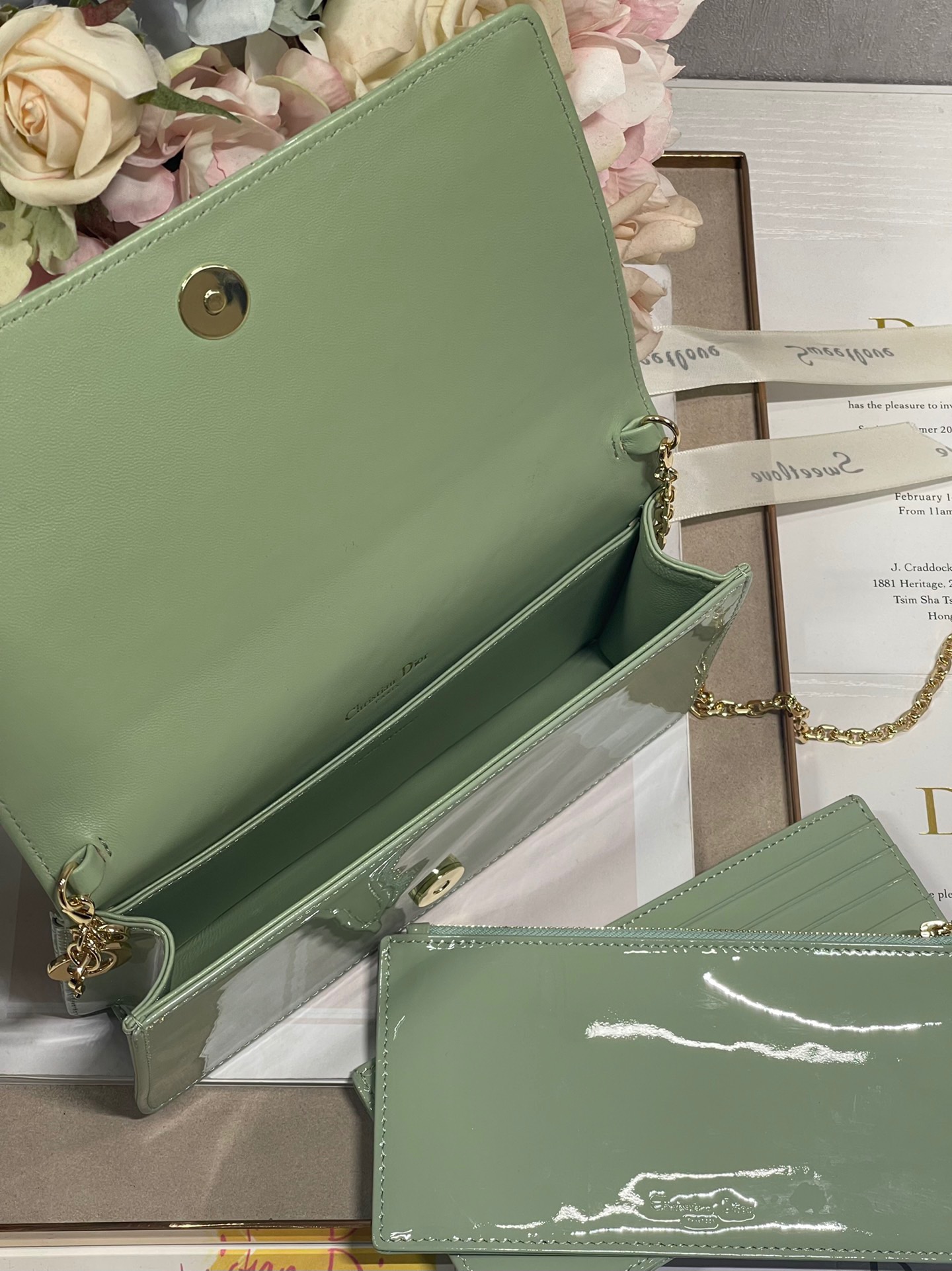 Christian Dior Lady Dior Pouch Seafoam, For Women, Women’s Handbags 8.5in/21.5cm CD