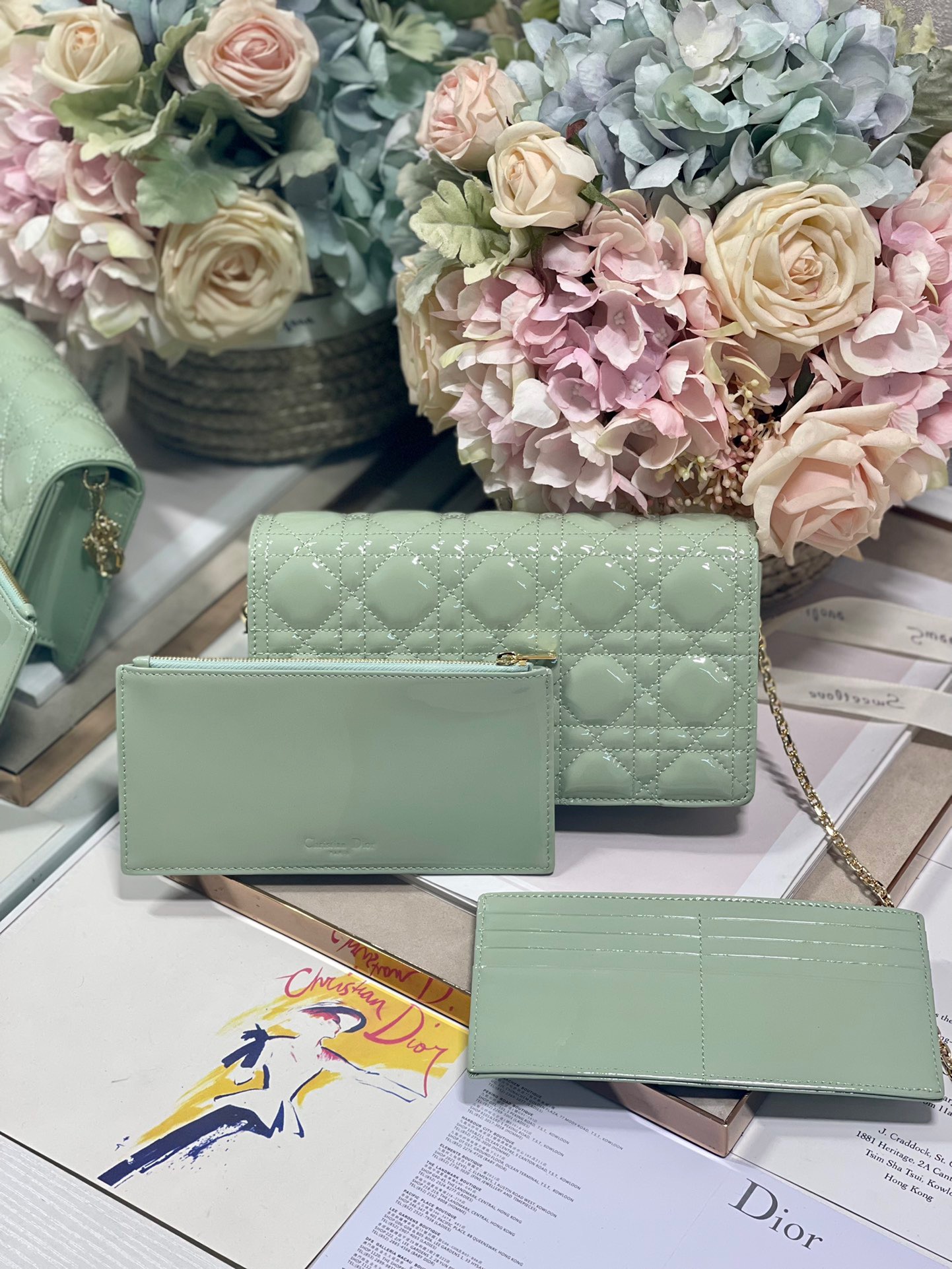 Christian Dior Lady Dior Pouch Seafoam, For Women, Women’s Handbags 8.5in/21.5cm CD