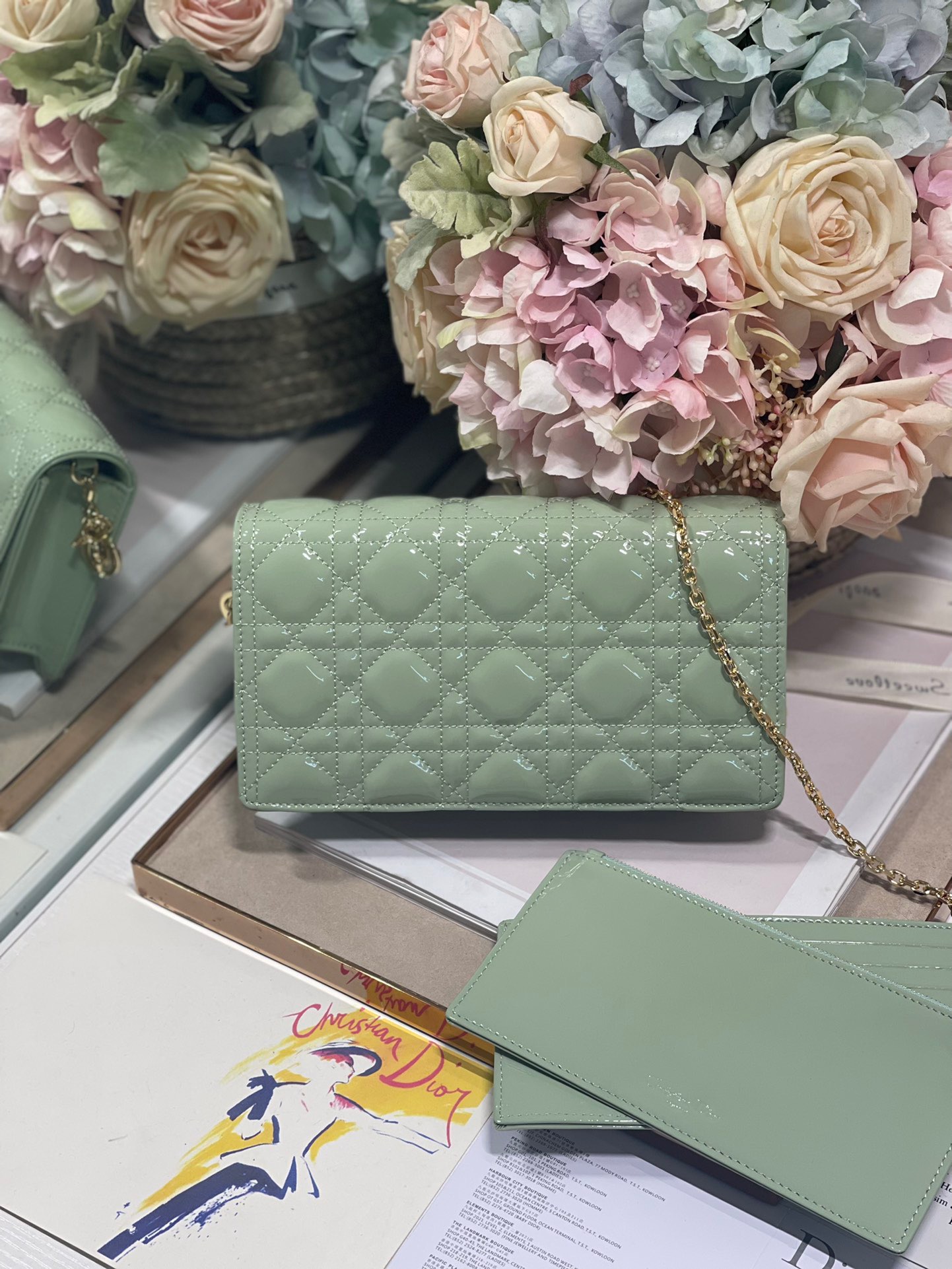 Christian Dior Lady Dior Pouch Seafoam, For Women, Women’s Handbags 8.5in/21.5cm CD