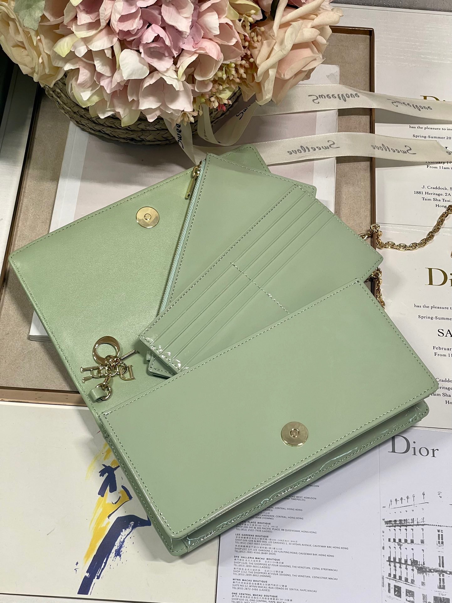 Christian Dior Lady Dior Pouch Seafoam, For Women, Women’s Handbags 8.5in/21.5cm CD