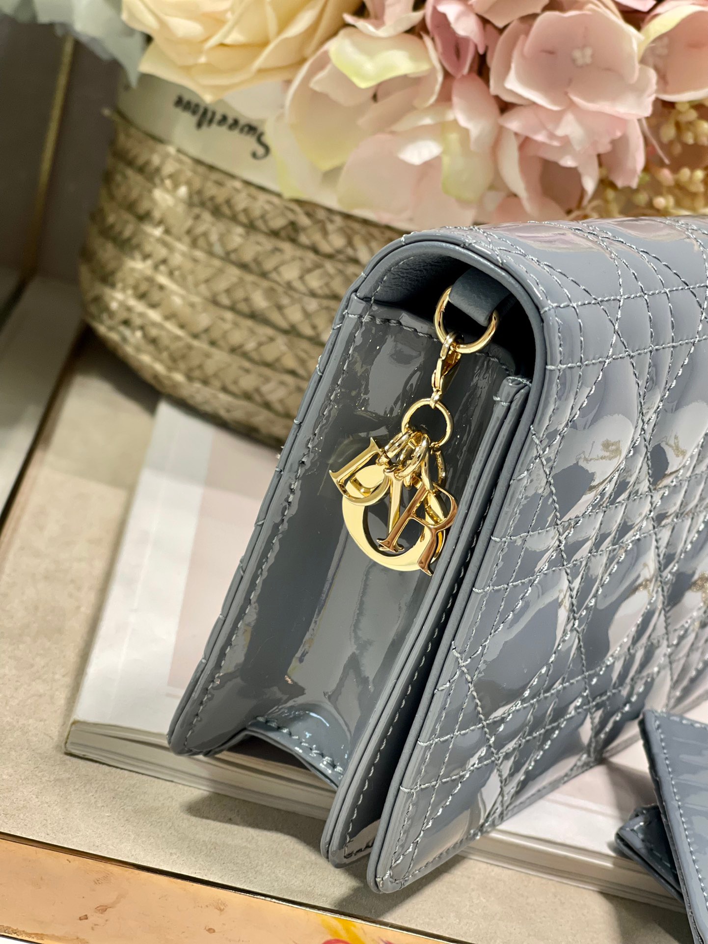 Christian Dior Lady Dior Pouch Smoky blue, For Women, Women’s Handbags 8.5in/21.5cm CD