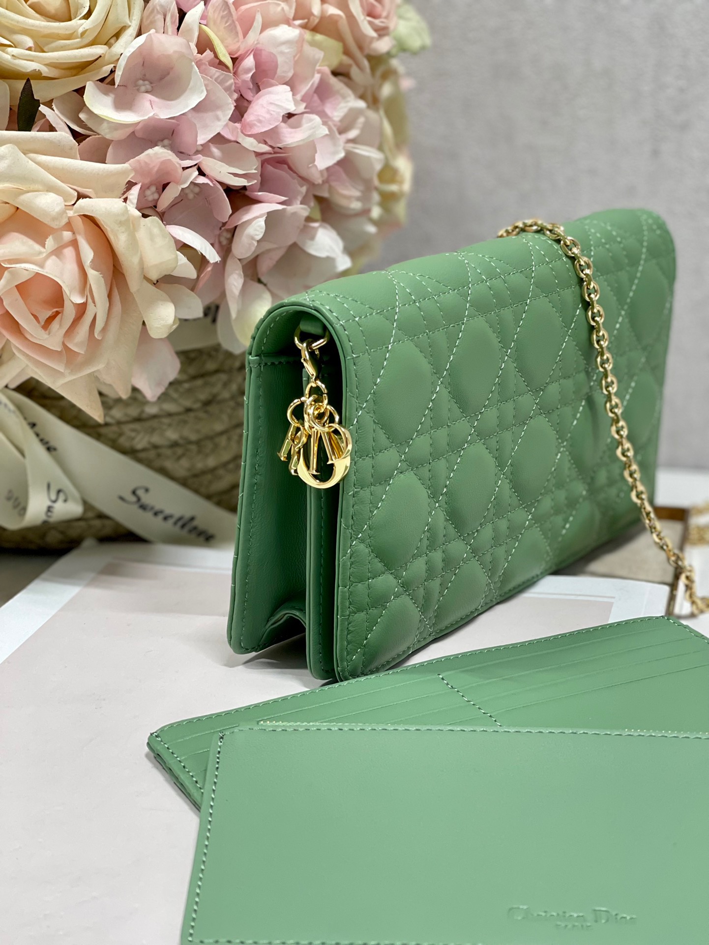 Christian Dior Lady Dior Pouch Turquoise, For Women, Women’s Handbags 8.5in/21.5cm CD