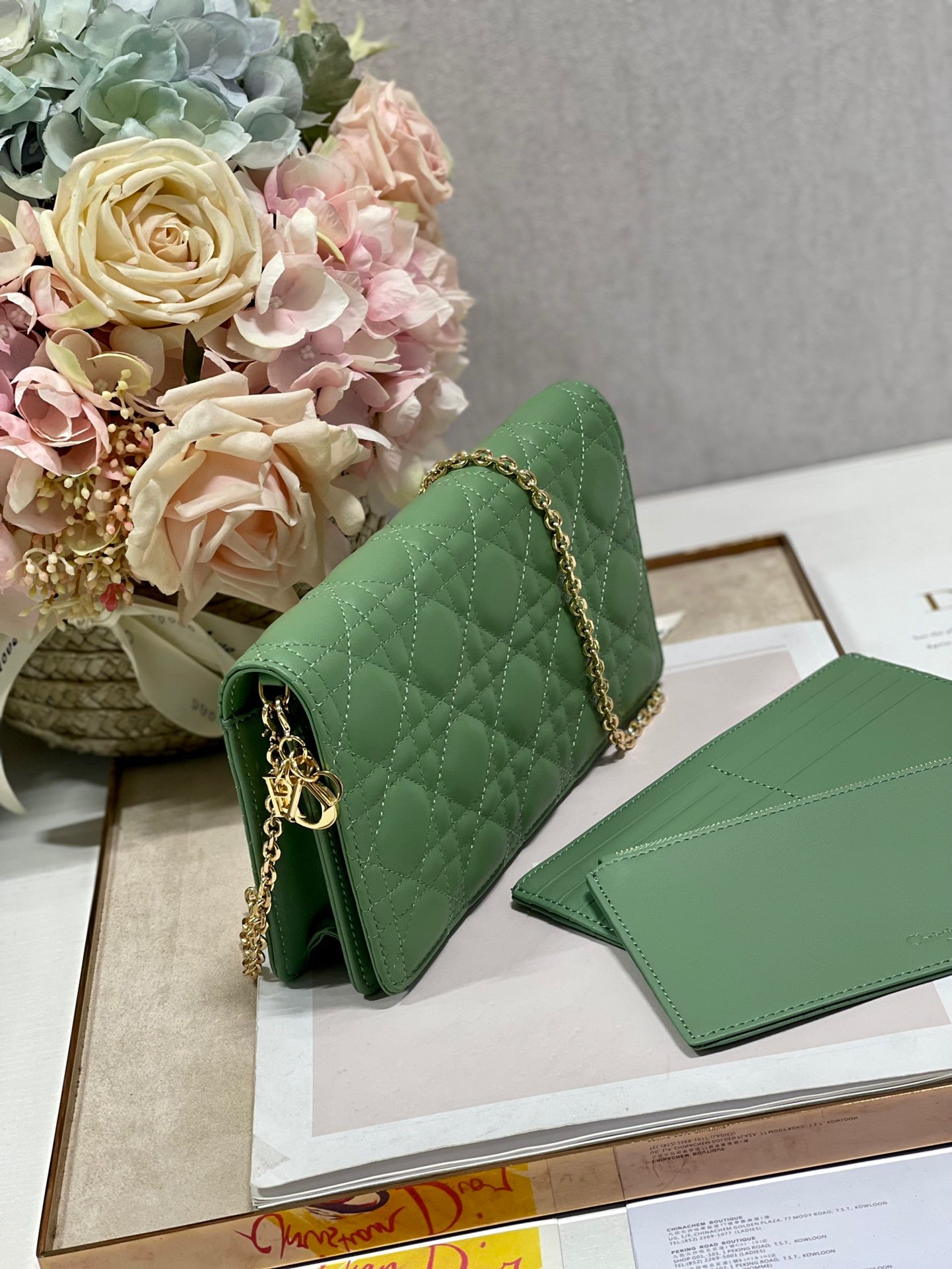 Christian Dior Lady Dior Pouch Turquoise, For Women, Women’s Handbags 8.5in/21.5cm CD