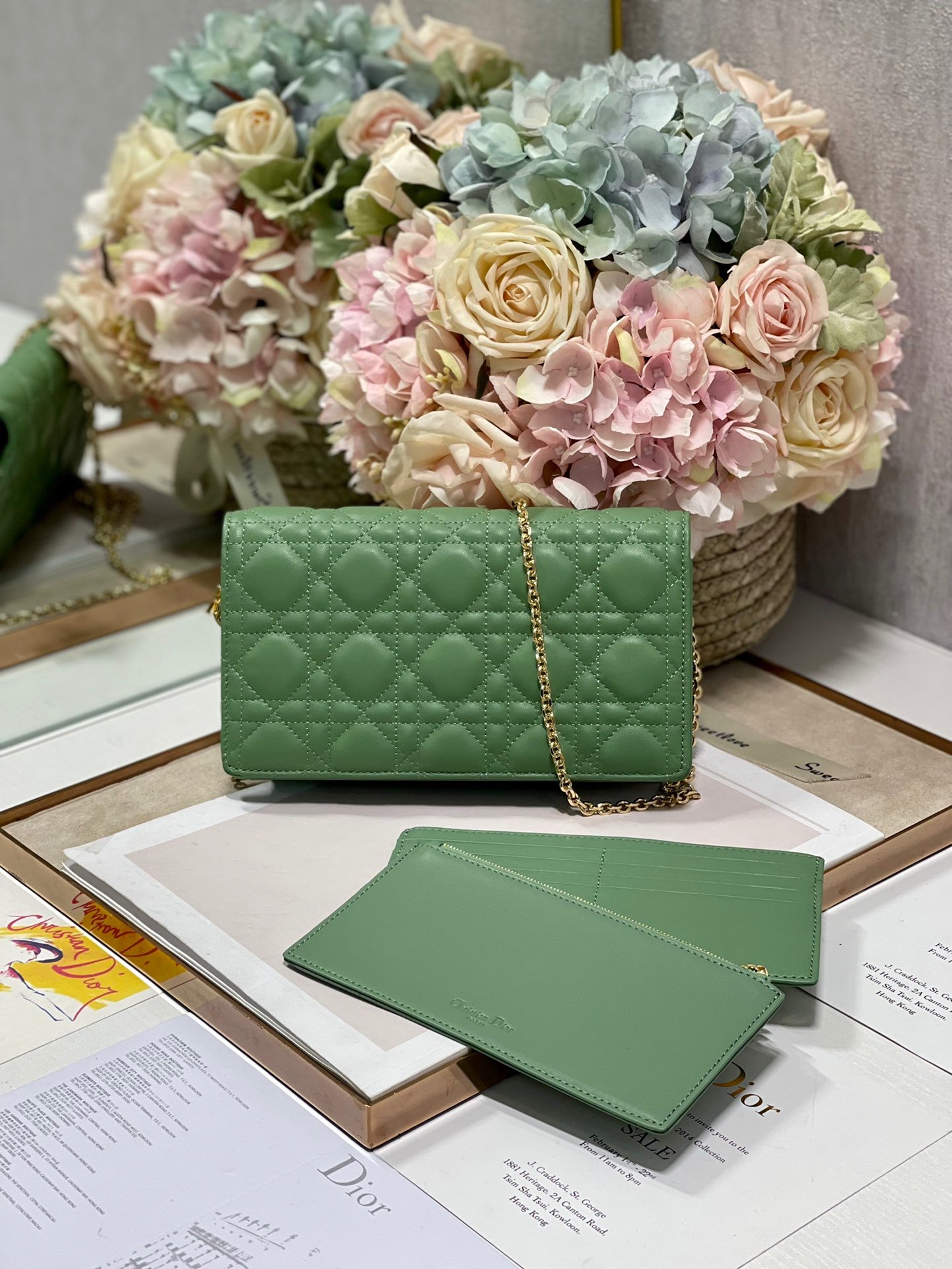 Christian Dior Lady Dior Pouch Turquoise, For Women, Women’s Handbags 8.5in/21.5cm CD